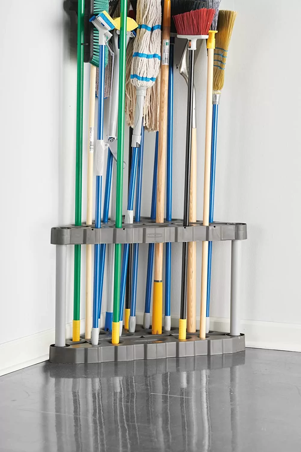 Rubbermaid Garage Corner Tool Tower Rack, Organizes up to 30 Long-Handled Tools