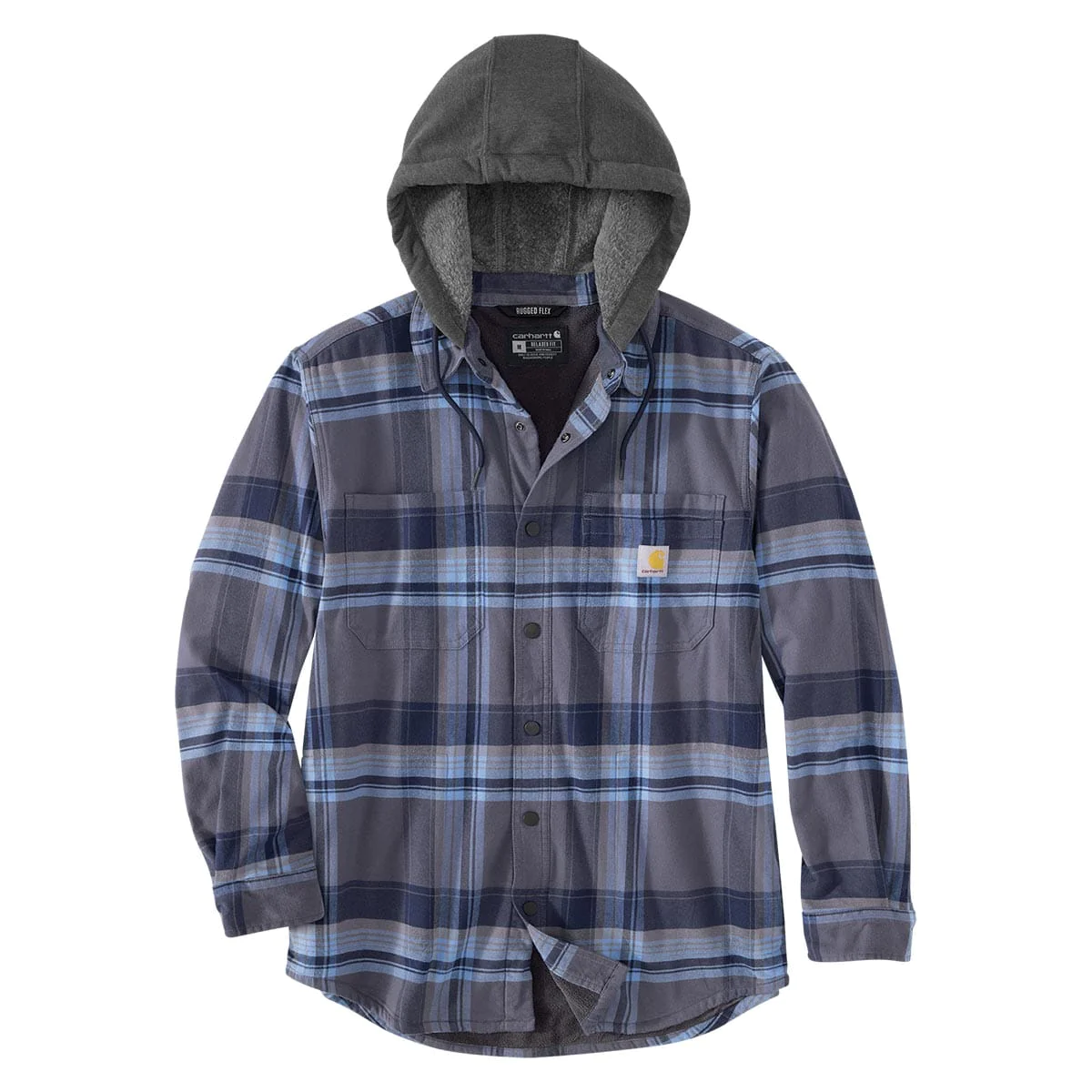 Carhartt Rugged Flex Relaxed Fit Flannel Fleece Lined Hooded Shirt Jac