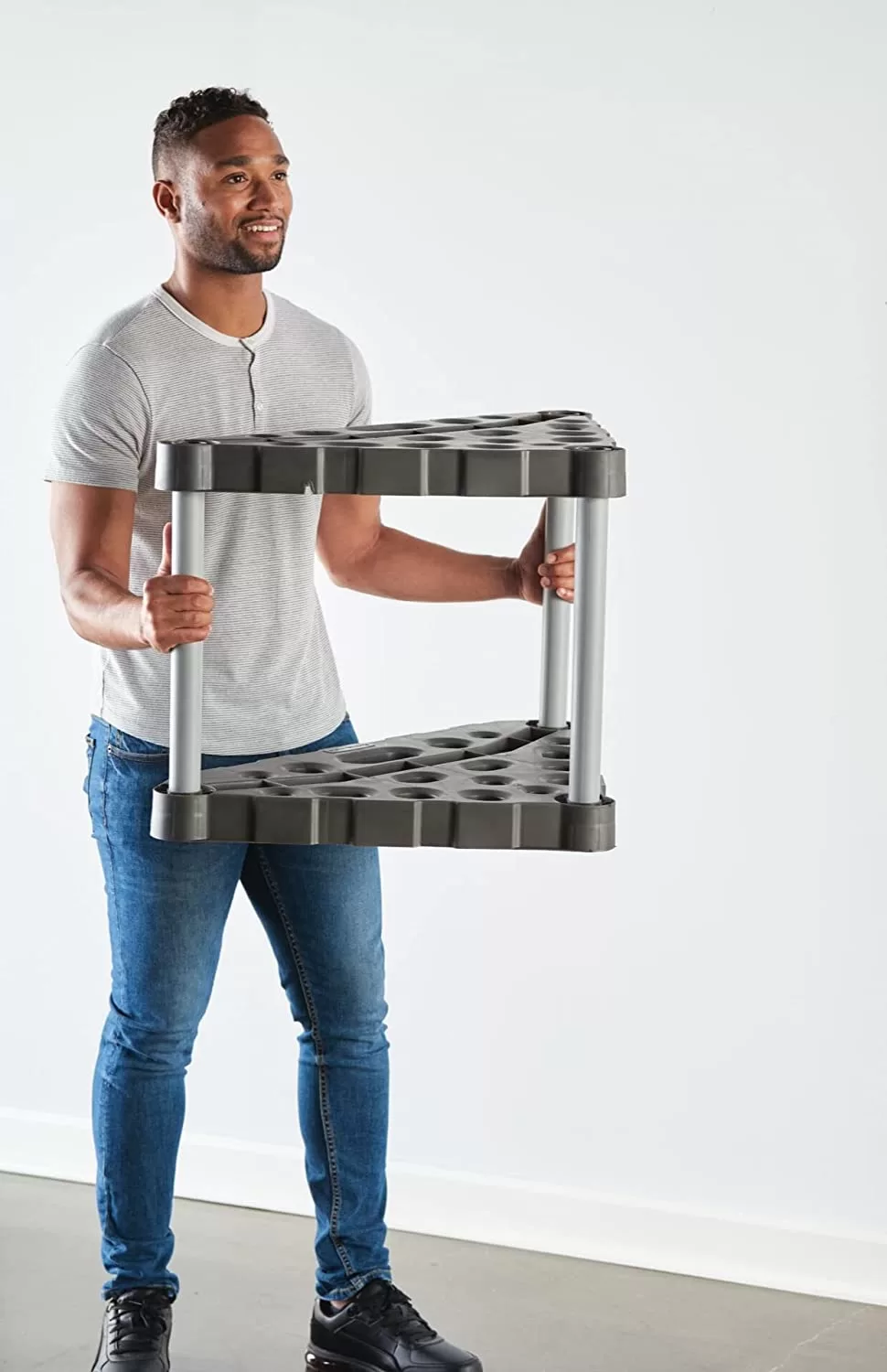 Rubbermaid Garage Corner Tool Tower Rack, Organizes up to 30 Long-Handled Tools