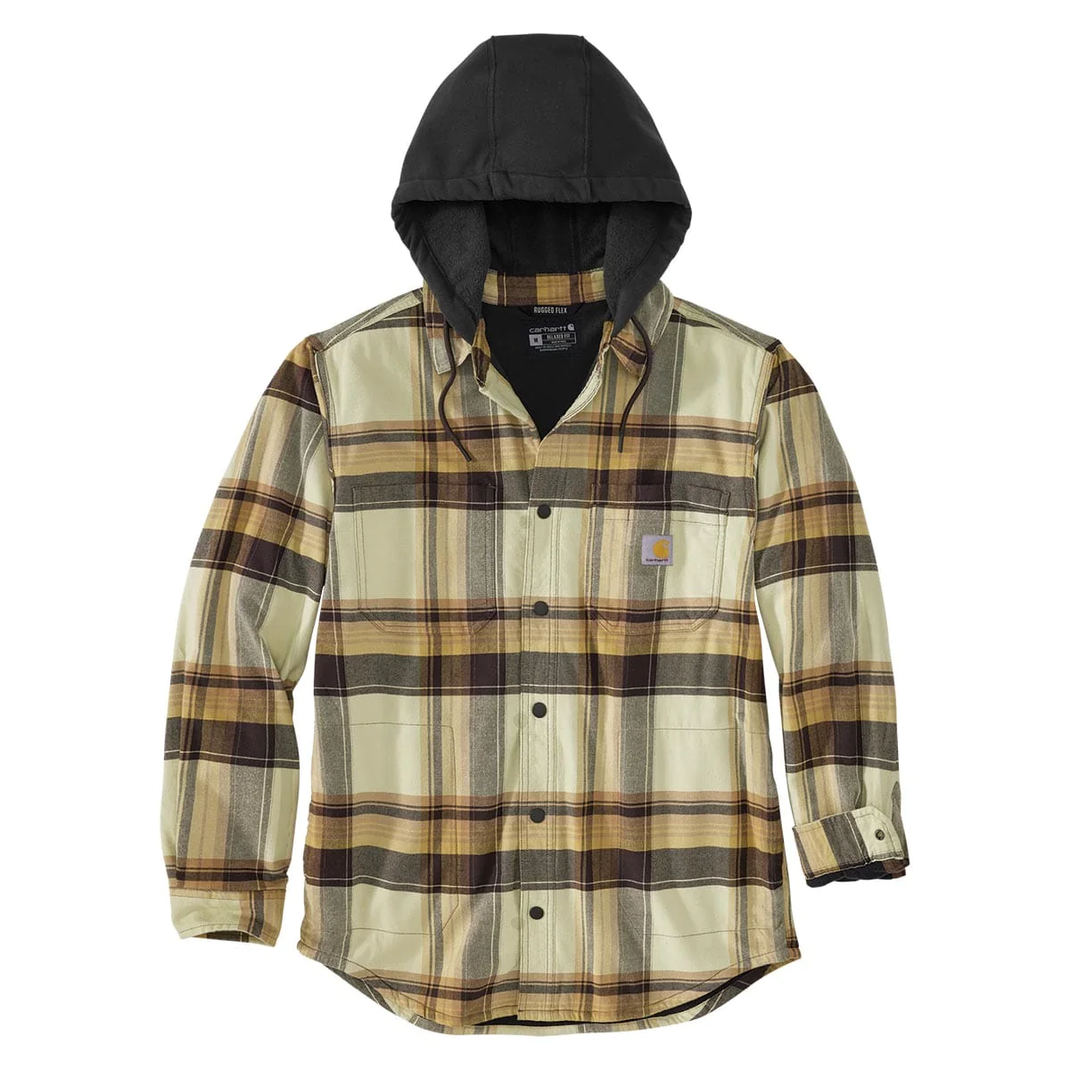 Carhartt Rugged Flex Relaxed Fit Flannel Fleece Lined Hooded Shirt Jac