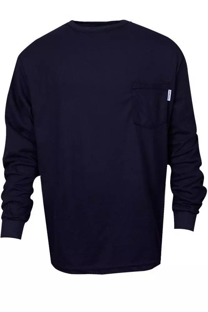 National Safety Apparel® Navy FR LONG SLV TSHIRT HRC2 NABL MED