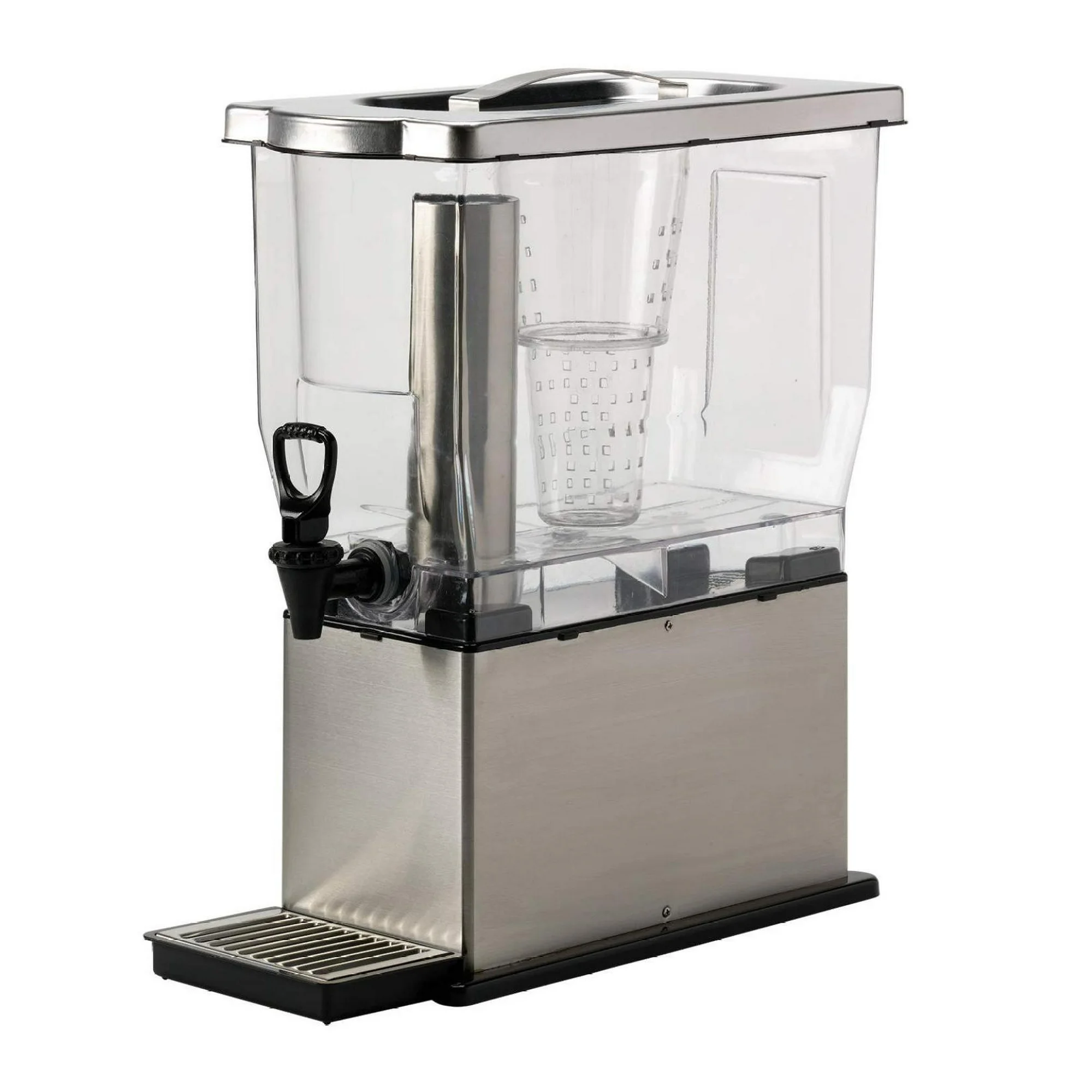 ZHANGHU CBDT3SS Cold Beverage Dispenser with Infuser and Ice Tube, 3 Gallon, Rectangular, Stainless Steel and Black