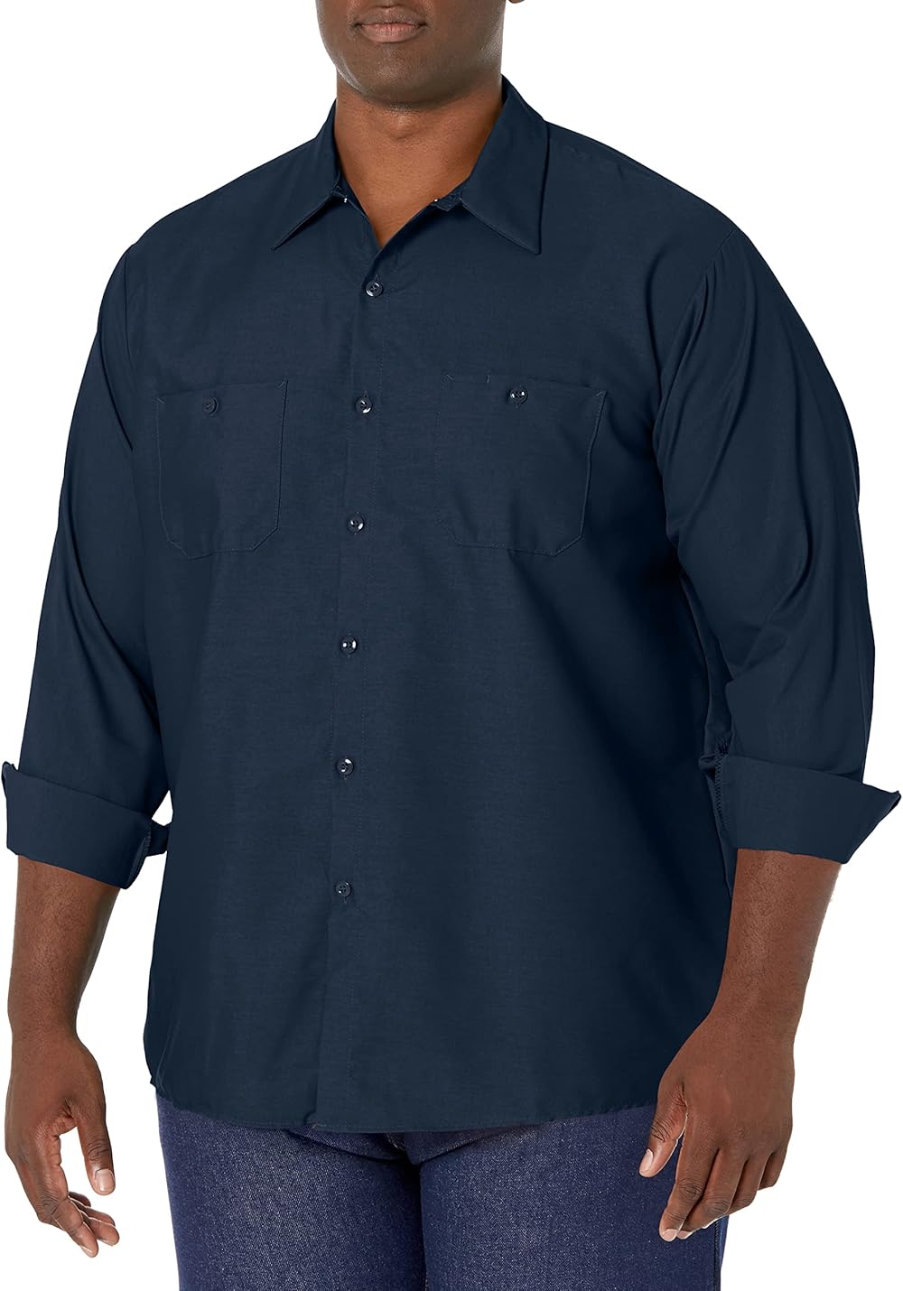Red Kap Long Sleeve Industrial Solid Work Shirt Navy Large - 5 Pack