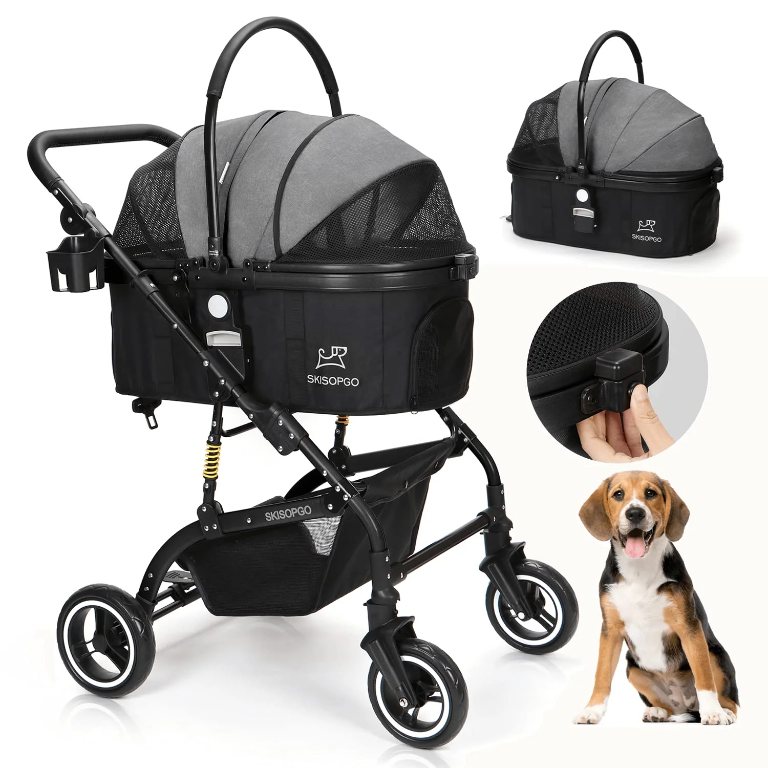 SKISOPGO 3 in 1 Pet Strollers For Small Medium Dogs Cat With Detachable Skisopgo 3 in 1 pet strollers for small medium dogs cat with detachable