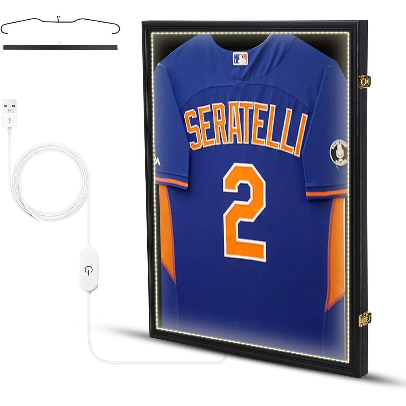 Jersey Frame LED Display Case Shadow Box with LED Light, Lockable with 98% UV Resistant Extra Large Frame 32 x 24 in Wall Mount