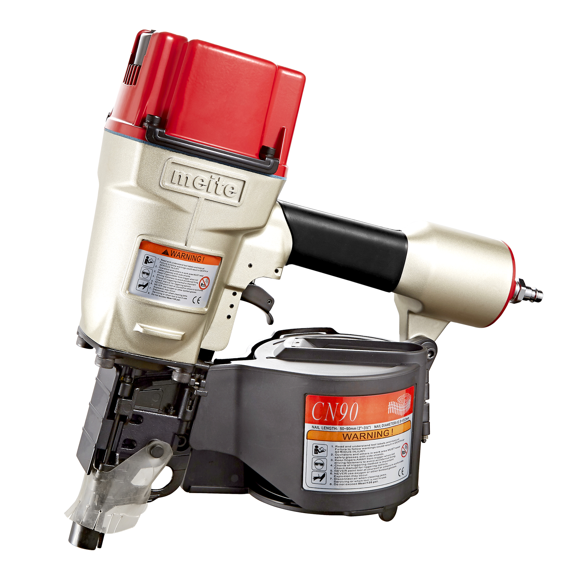 meite CN90 Pneumatic Coil Siding Nailer, Air Coil Nail Guns Uses 15