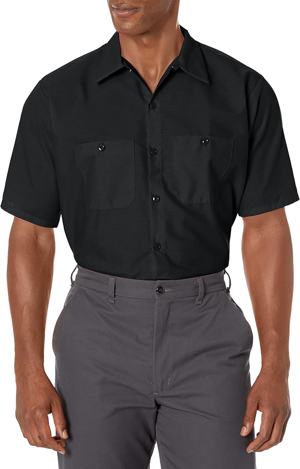 Red Kap Short Sleeve Industrial Solid Work Shirt Black Medium - 5 Pack