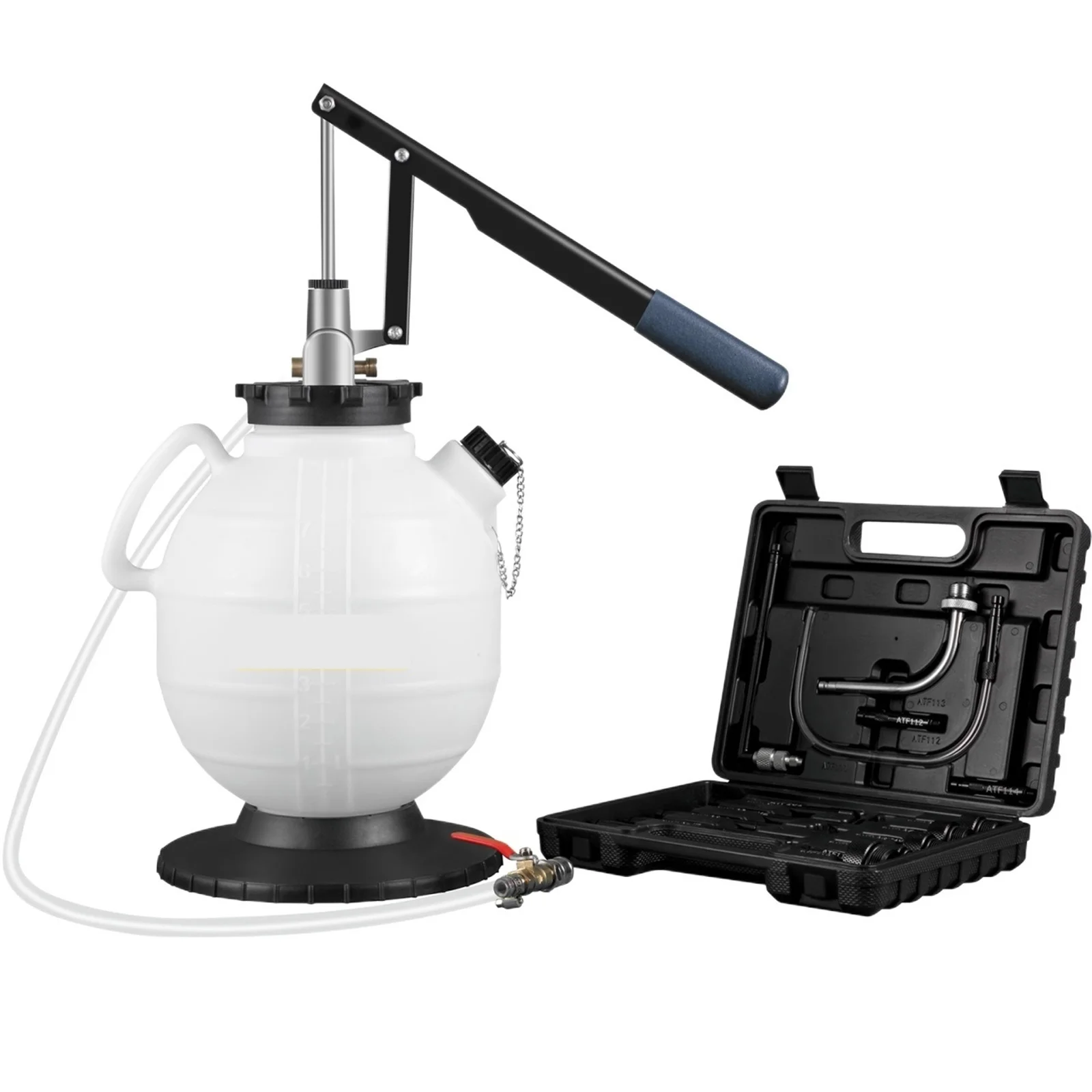 Transmission Fluid Pump ATF Fluid Transfer Filler 7.5L with Control Valve & 15 Common Adapters Kit for Oil Replacement--------Broad Chemical Resistance