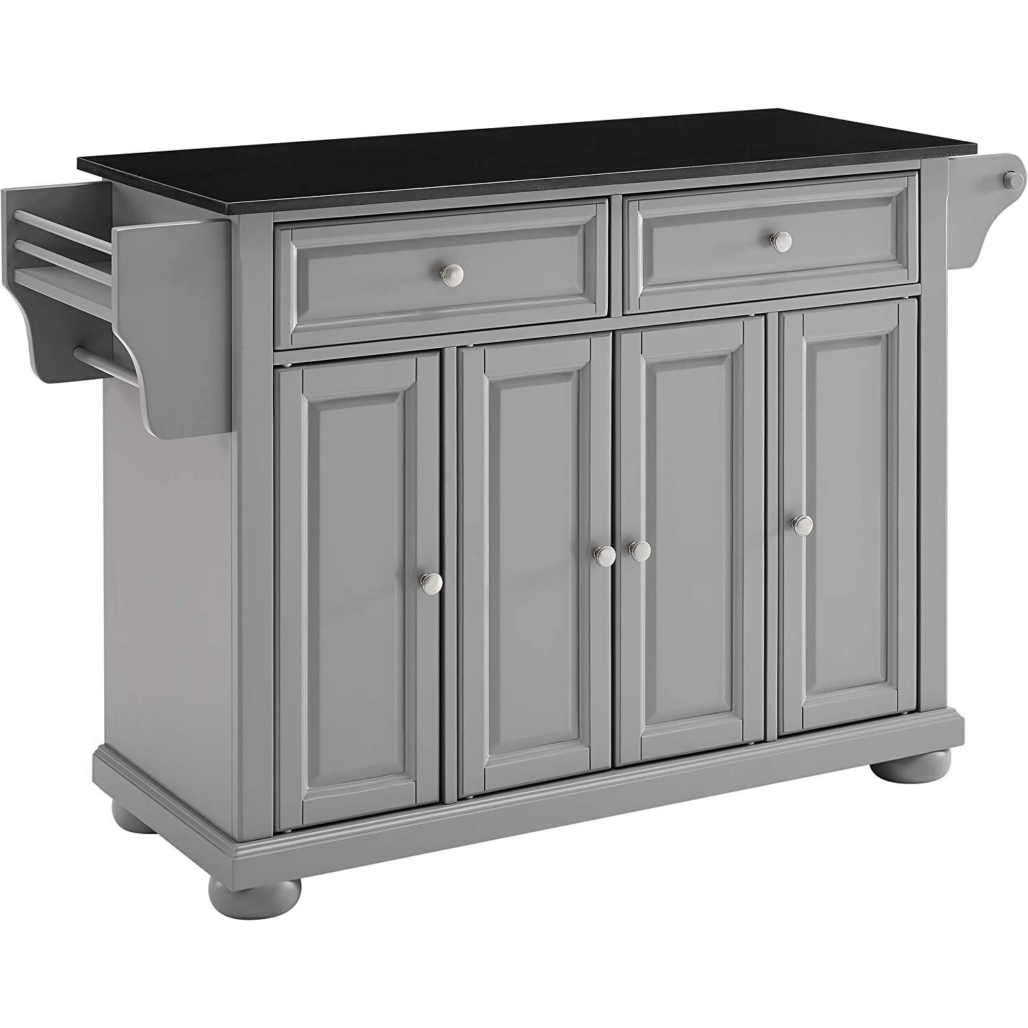 HomeStock Rustic Refinement Granite Top Full Size Kitchen Island/Cart Gray/Black