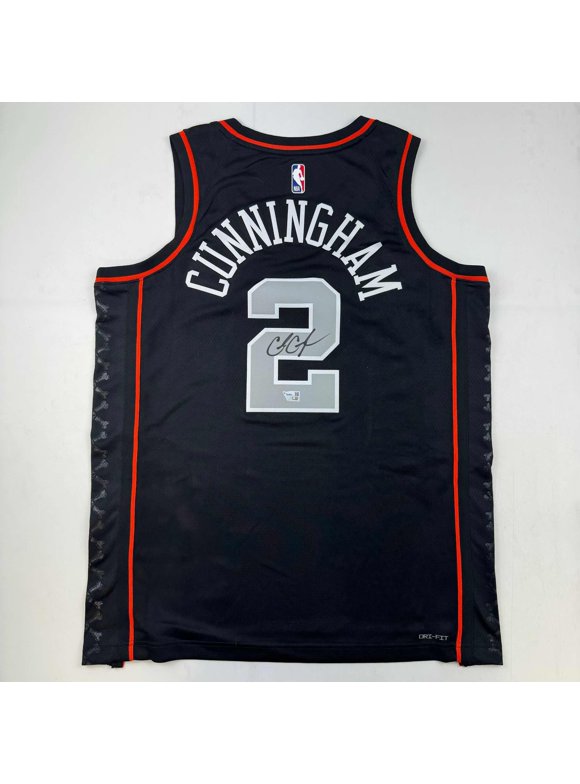 Autographed/Signed Cade Cunningham Black City Edition Authentic Basketball Jersey Fanatics COA