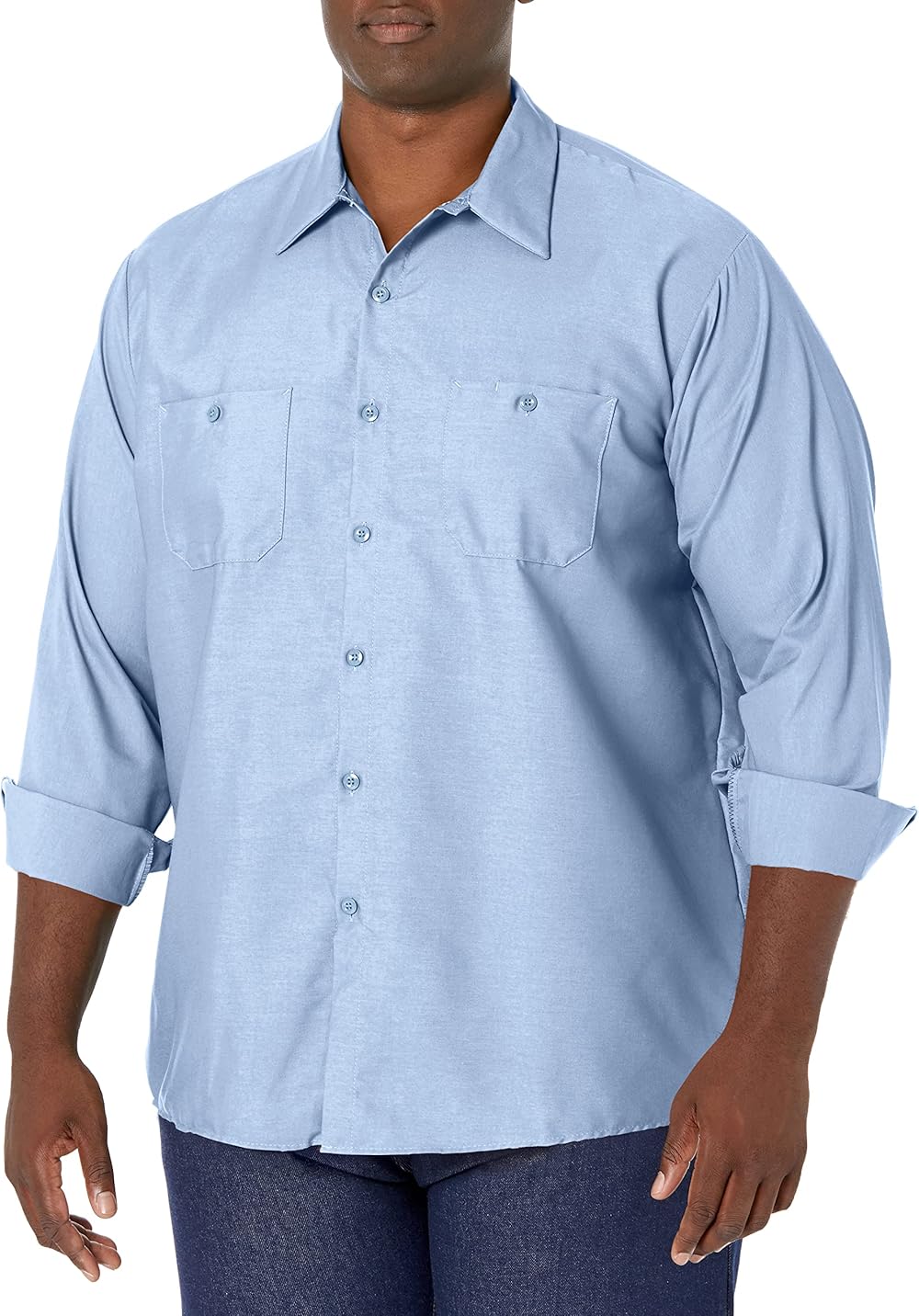 Red Kap Long Sleeve Industrial Solid Work Shirt Light Blue 2X-Large - 5 Pack