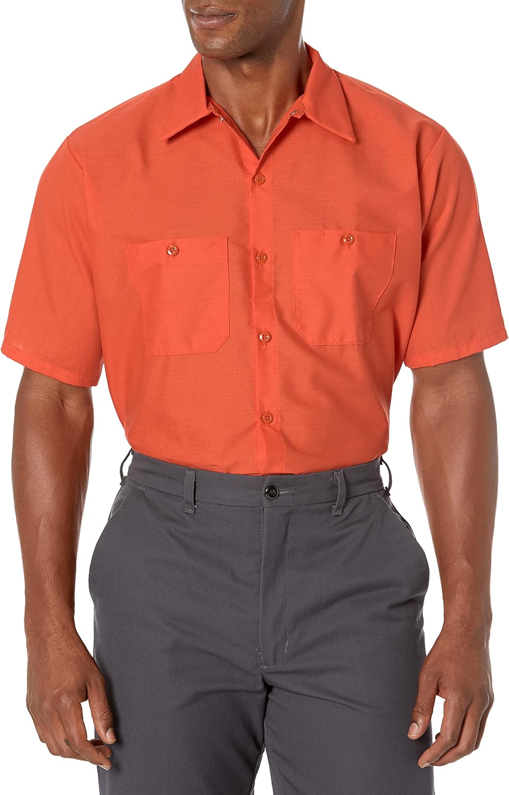 Red Kap Short Sleeve Industrial Solid Work Shirt Orange Medium - 5 Pack