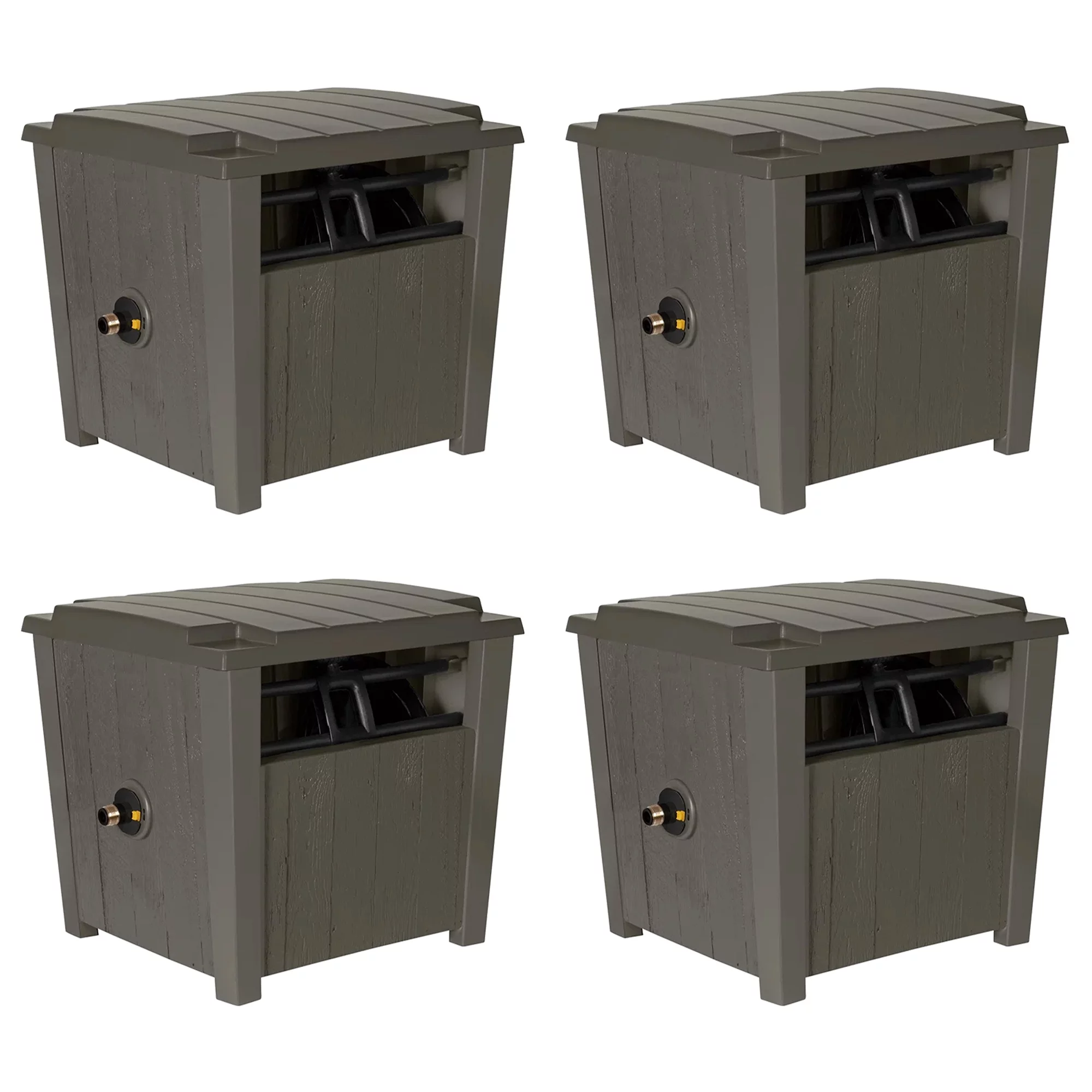 Suncast Farmington Hideaway Garden Hose Storage Pot, Stoney (4 Pack)