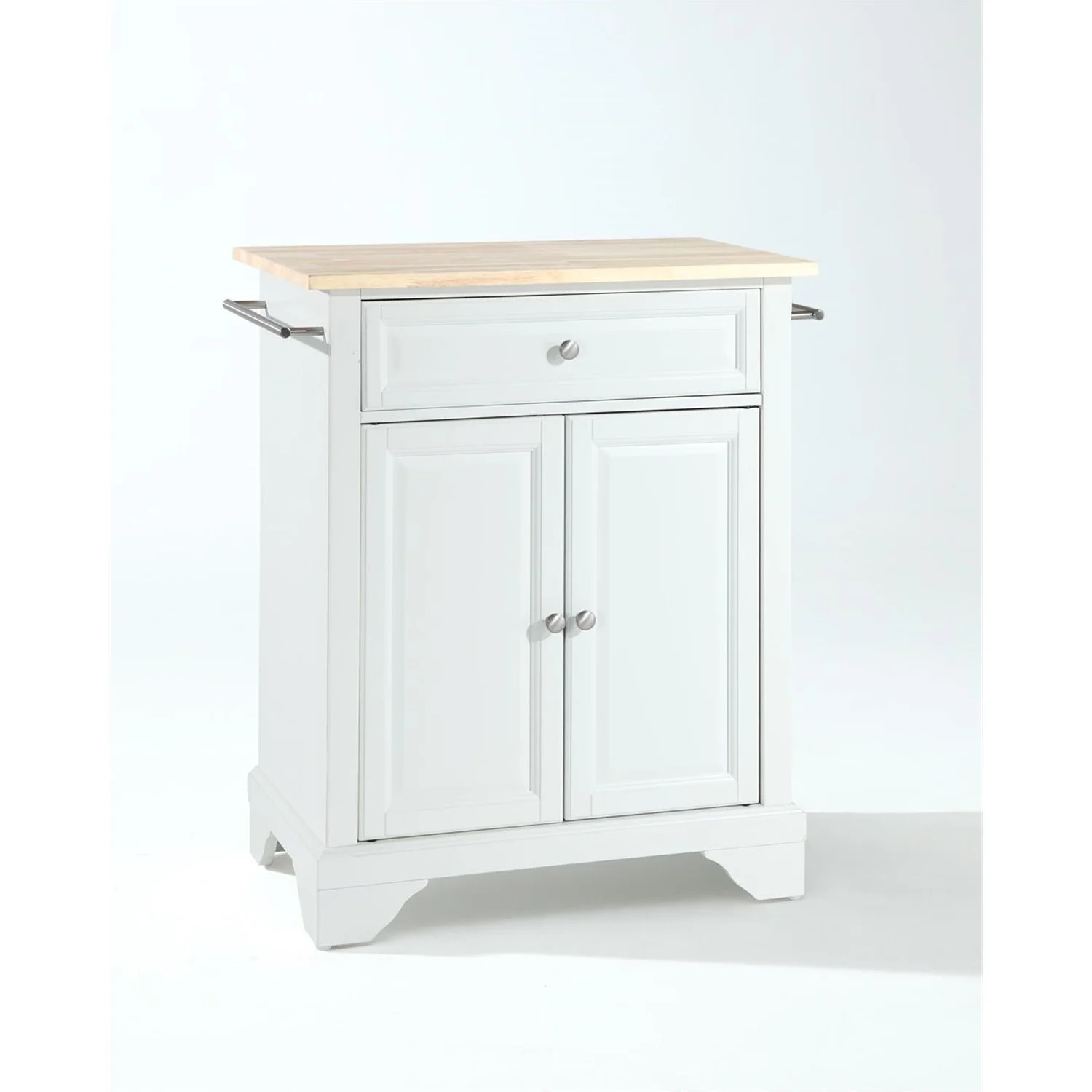HomeStock Rustic Refinement Wood Top Portable Kitchen Island/Cart White/Natural