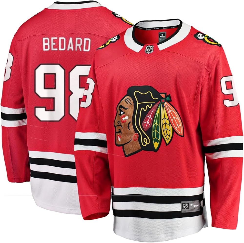 Fanatics Youth Connor Bedard Chicago Blackhawks Home Red Breakaway Jersey Youth Size S/M, Red Age 6-10