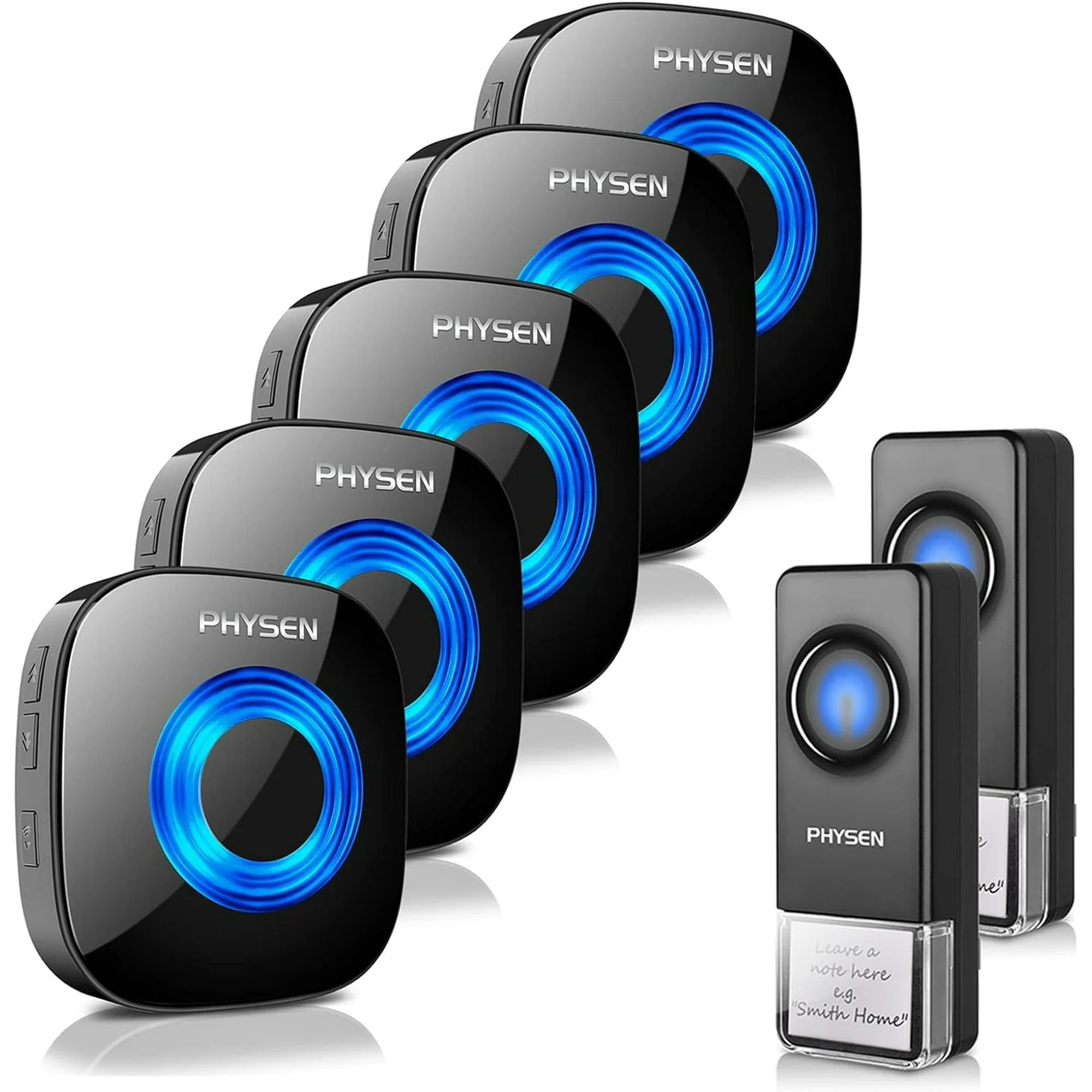 Wireless Doorbell Door Bell Chimes With Mute Mode, 58 Ringtones&5 Volume Levels, Operating At 1300-Ft Range, Led Strobe, Waterproof Doorbell Kit For Home/Classroom 2 Transmitters+5 Receivers