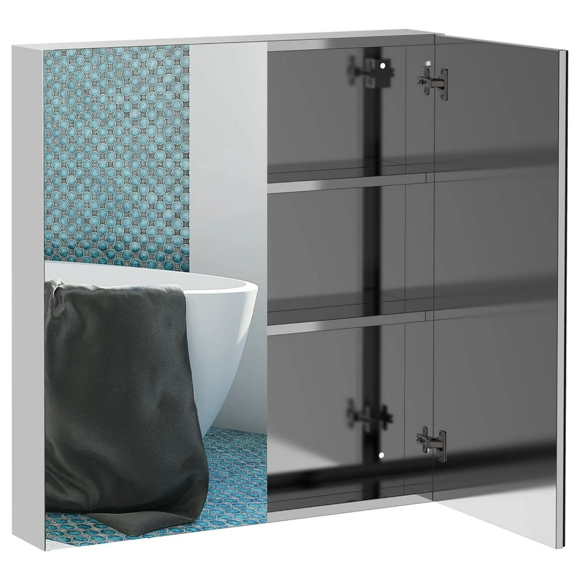 ZHANGHU Bathroom Mirrored Cabinet, 24