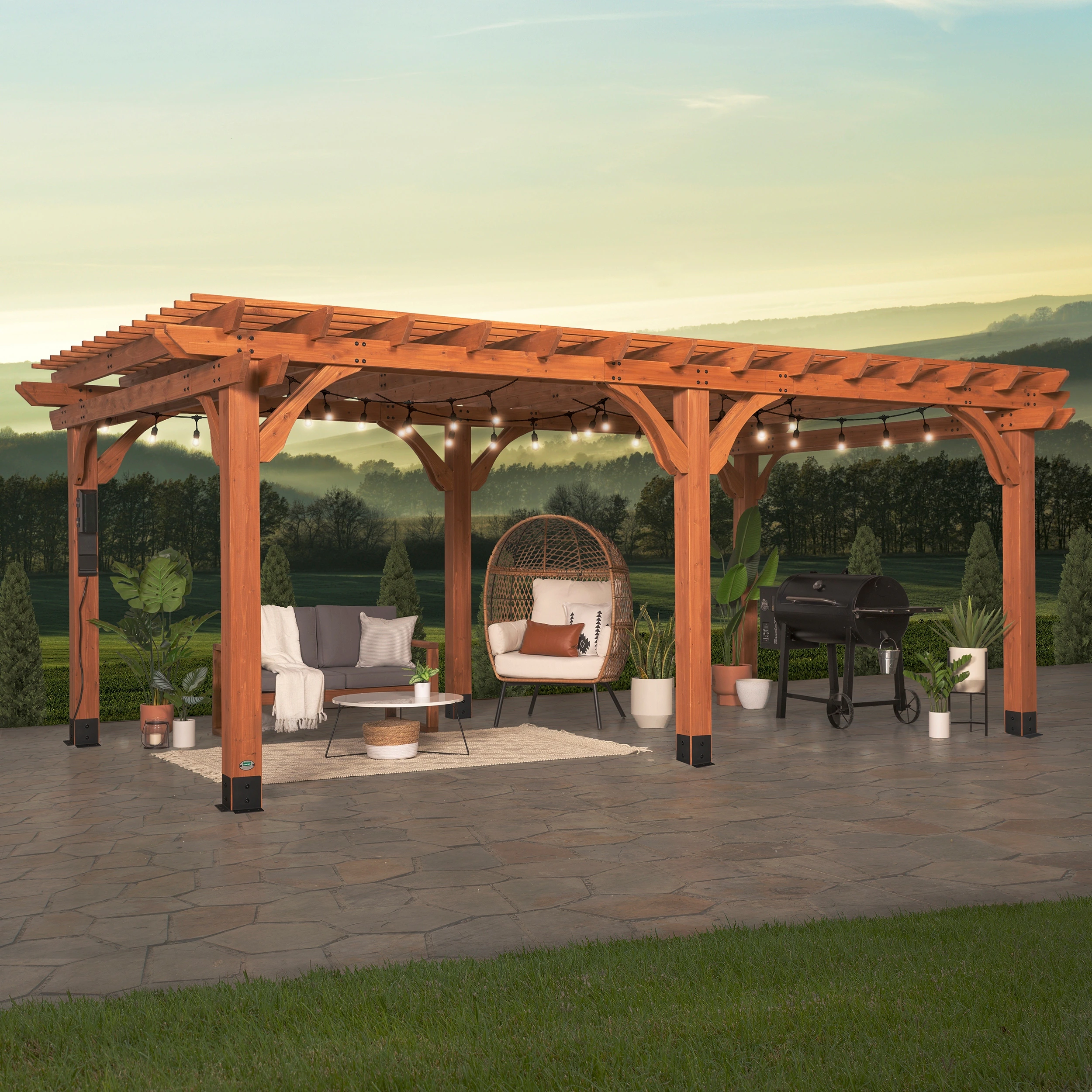 Elegant Pergola with Electric Outlets for Outdoor Living