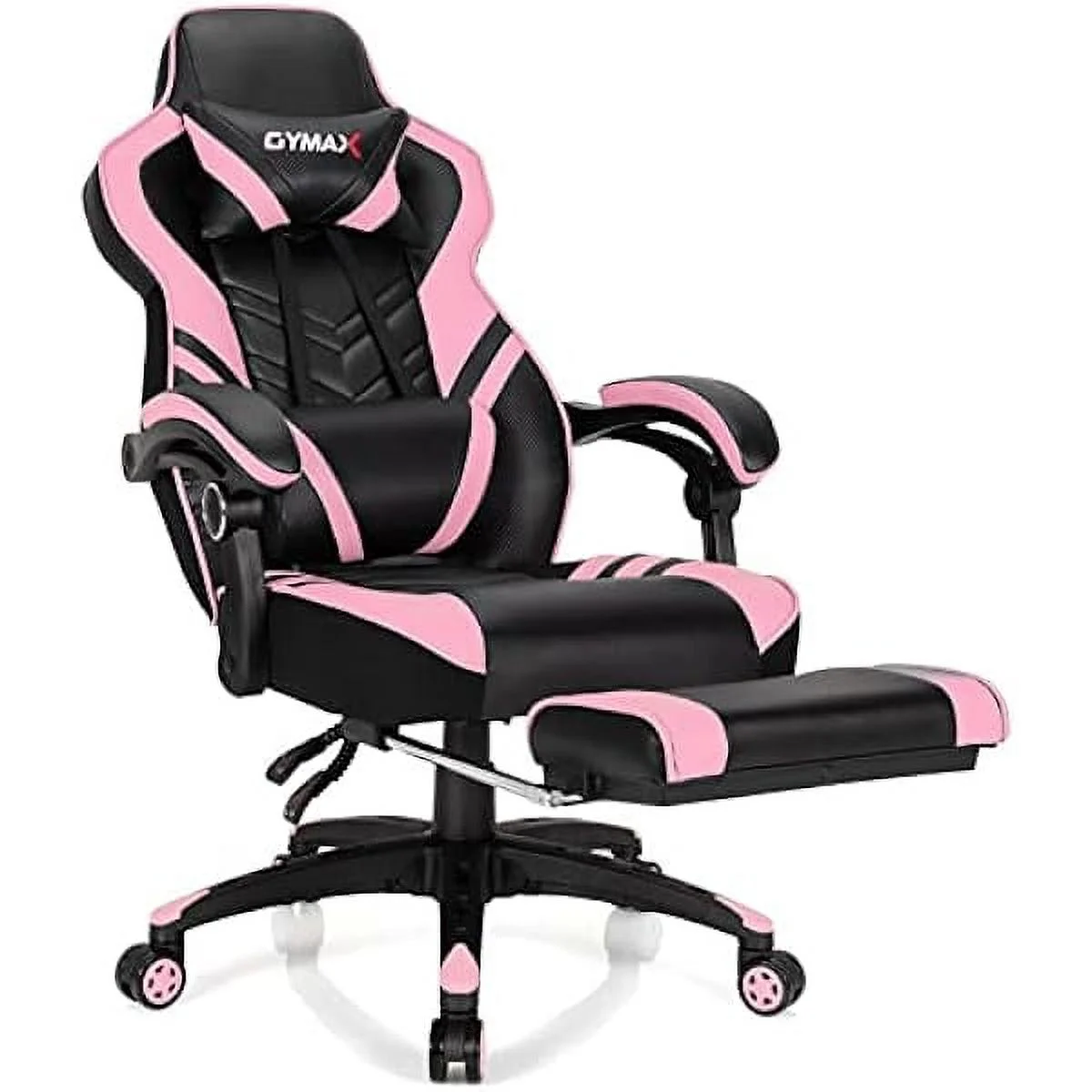 ZHANGHU Gaming Chair, Ergonomic Computer Chair with Footrest, Linkage Armrests & Lumbar Cushion, Big Wide High Back Video Gaming Chair, Reclining Office Rolling Chair for Adult/Teens (Pink)