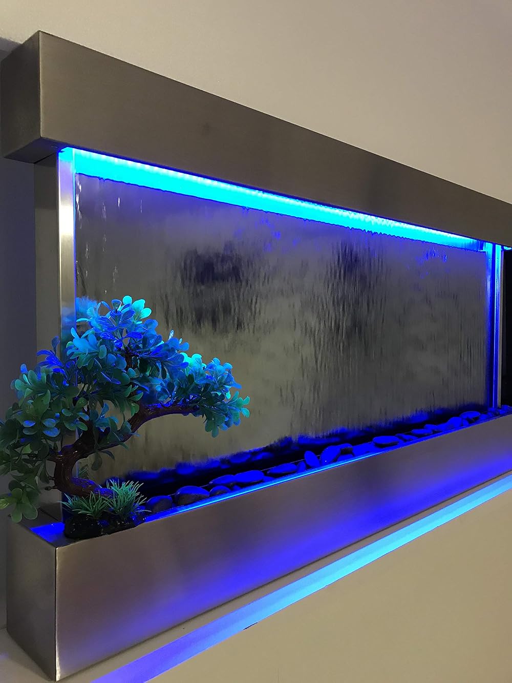 Jersey Home Decor Wall Hanging Waterfall XL 47” Wide x 24” Tall Wall Fountain St. Steel Frame, Color Lights, remote ctrl