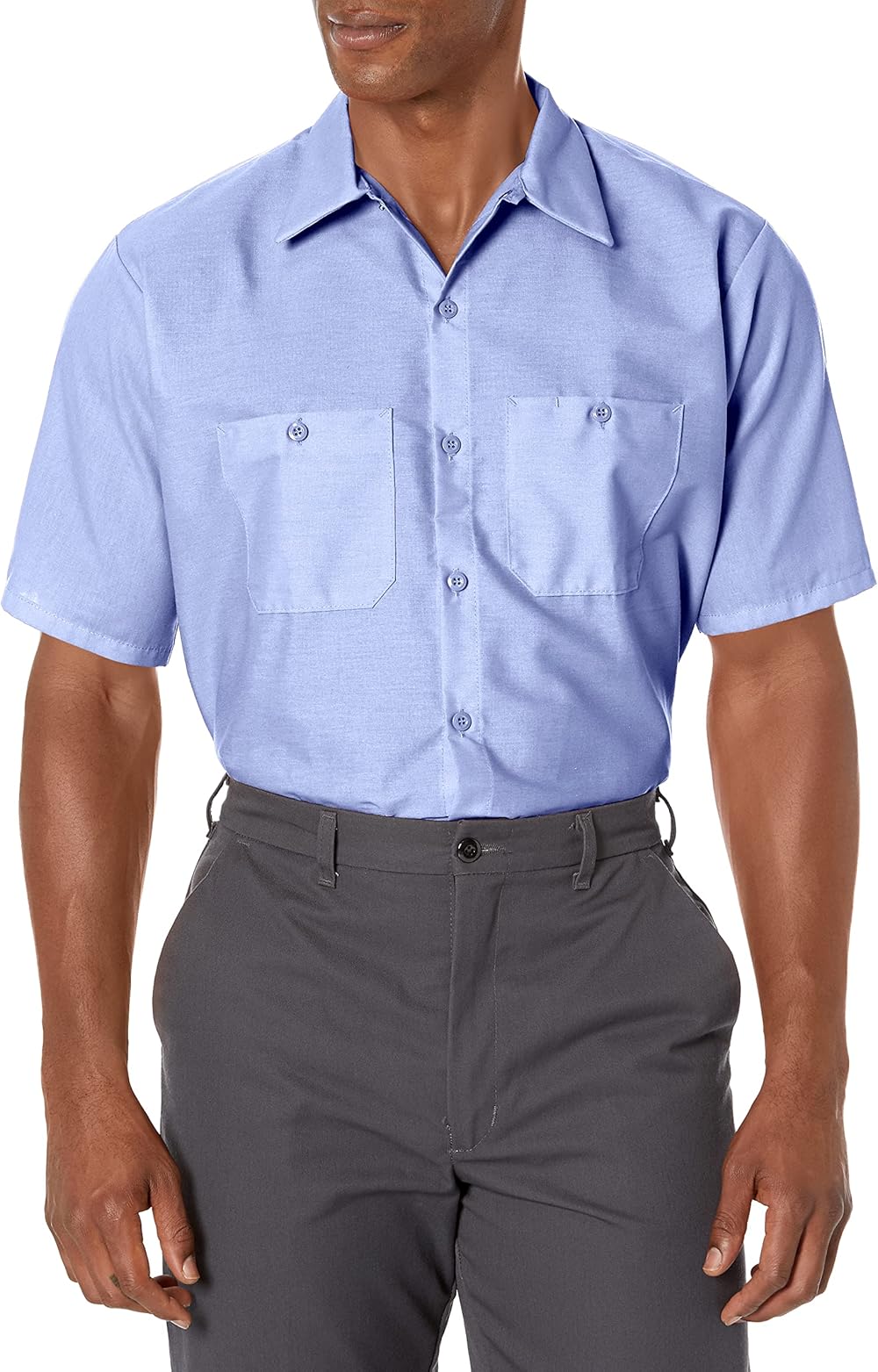 Red Kap Short Sleeve Industrial Solid Work Shirt Light Blue Medium - 5 Pack