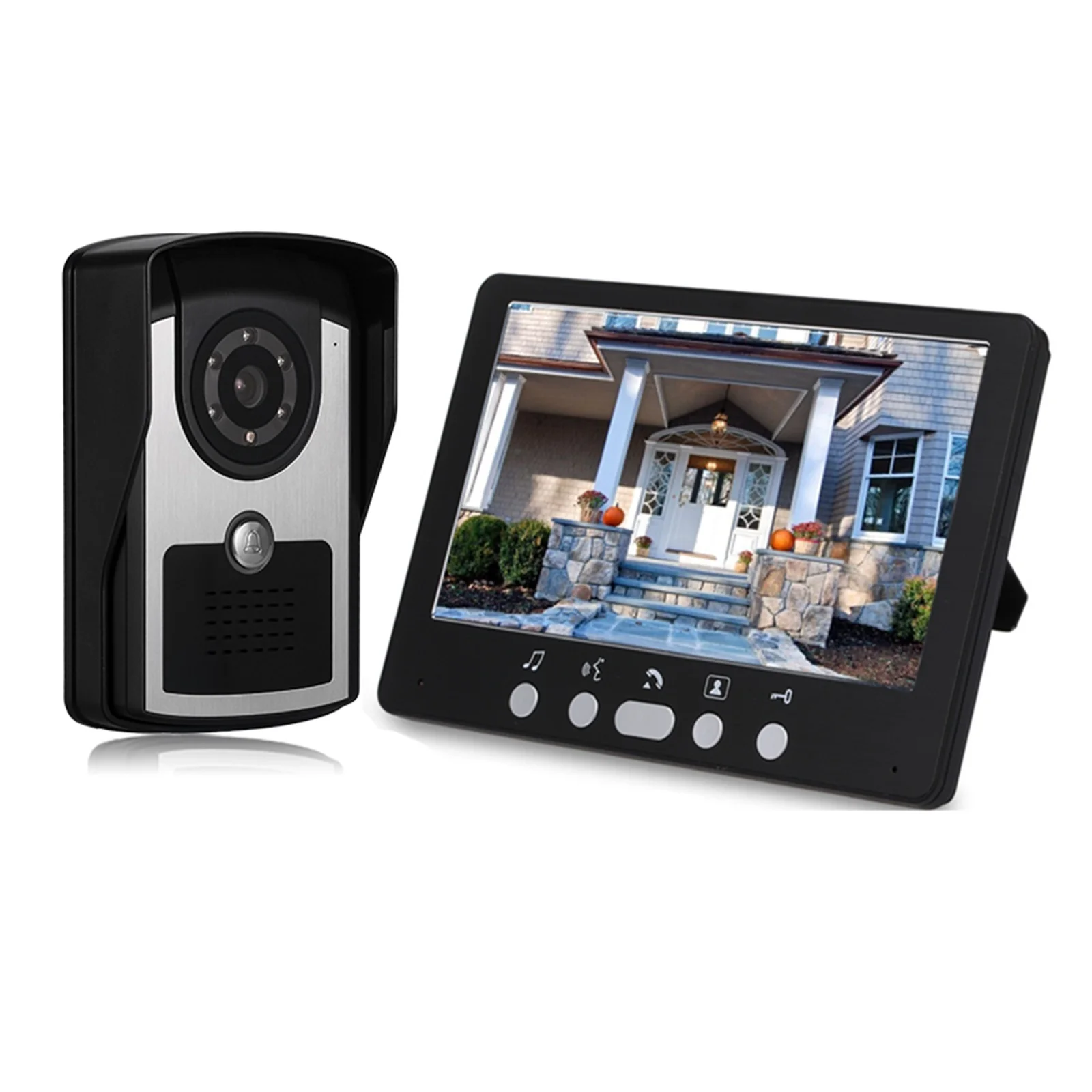 Visual Intercom Doorbell Color Wired Video Door Phone System Indoor Monitor Outdoor IR Camera Rain Proof And Unlock--------Clear Imagery