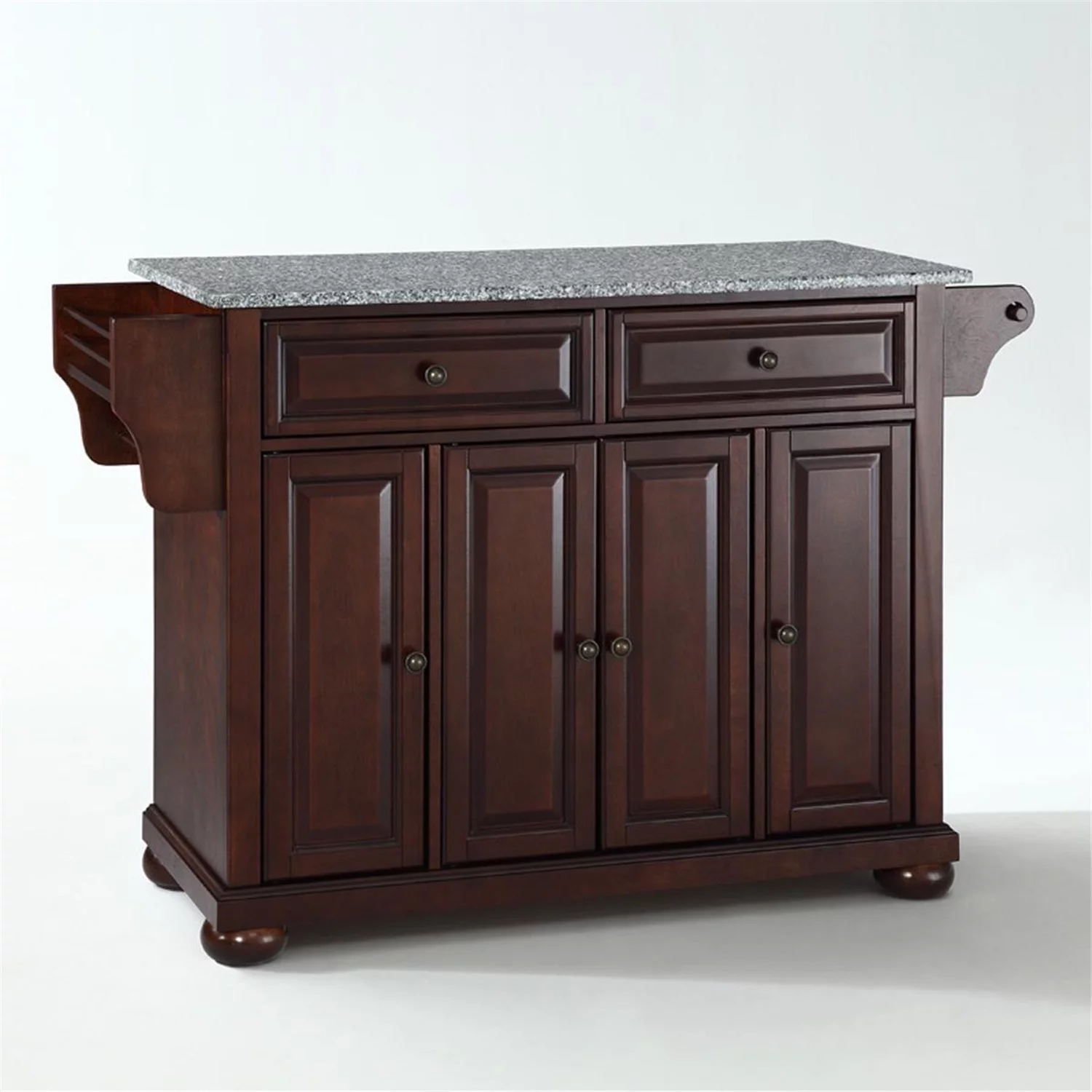HomeStock Modern Motifs Granite Top Full Size Kitchen Island/Cart Mahogany/Gray
