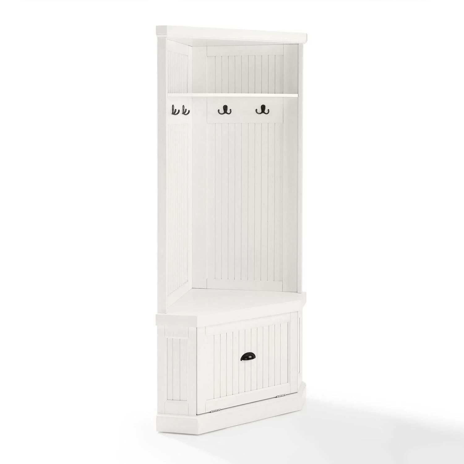 HomeStock Rustic Recluse Corner Hall Tree Distressed White