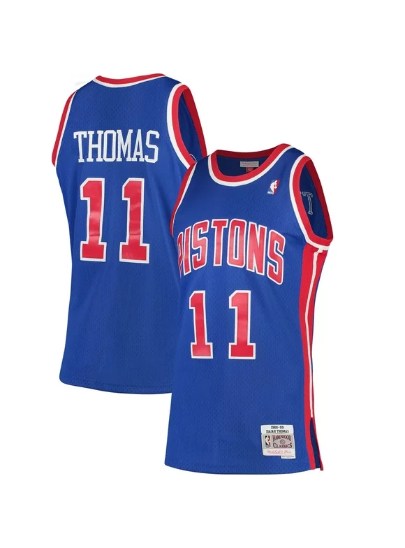 Men's Mitchell & Ness Isiah Thomas Blue Detroit Pistons 1988/89 Hardwood Classics Swingman Jersey