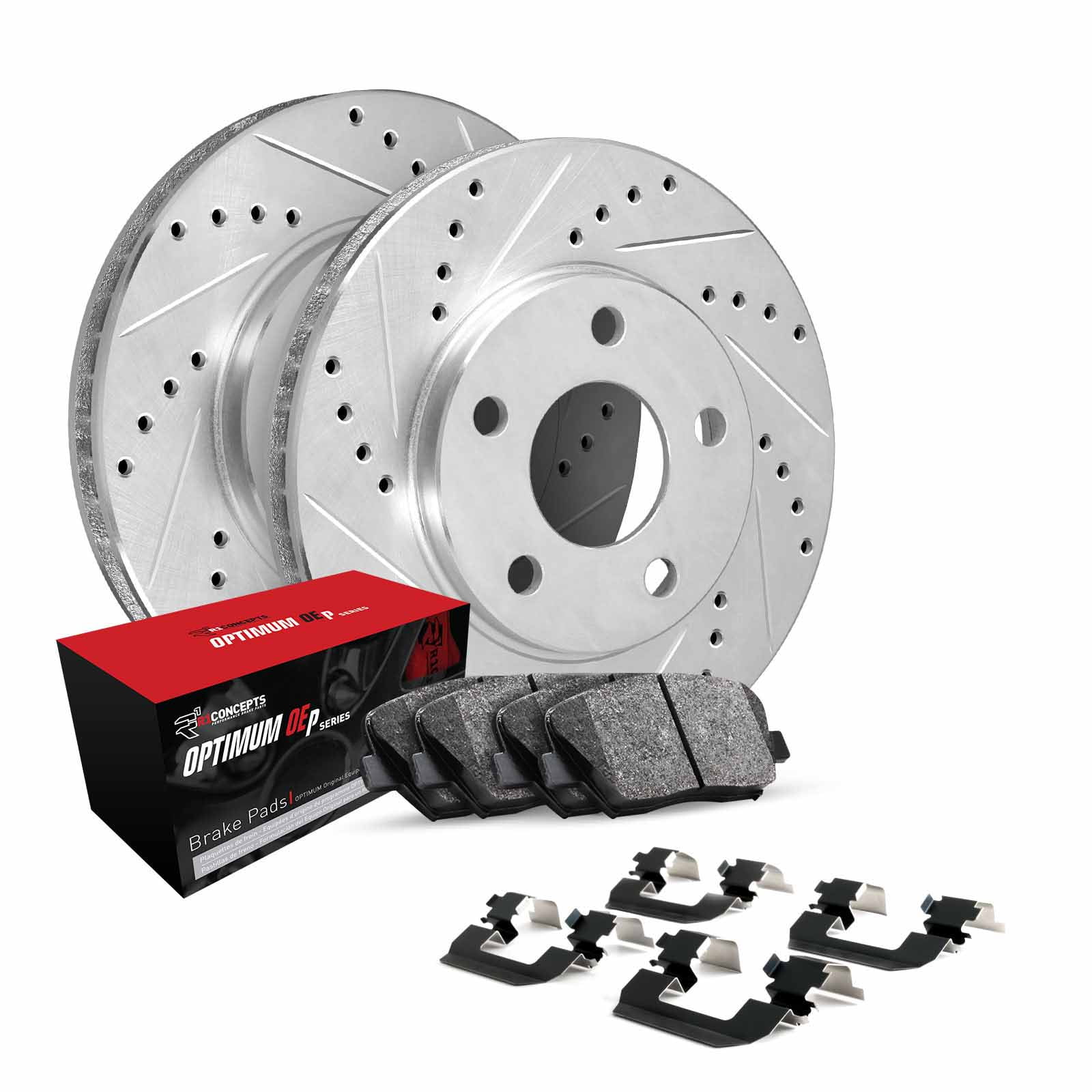 R1 Concepts Rear Brakes and Rotors Kit |Rear Brake Pads| Brake Rotors and Pads| Optimum OEp Brake Pads and Rotors |Hardware Kit WGUH1-55008