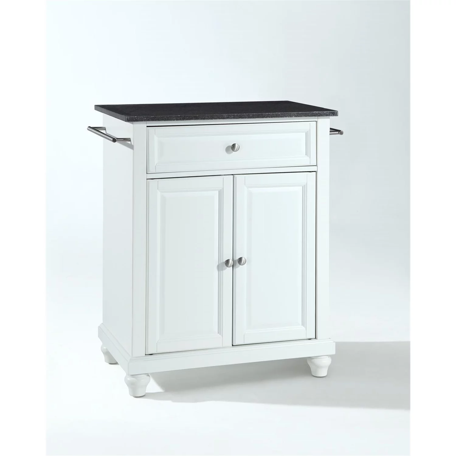 HomeStock Rustic Refinement Granite Top Portable Kitchen Island/Cart White/Black