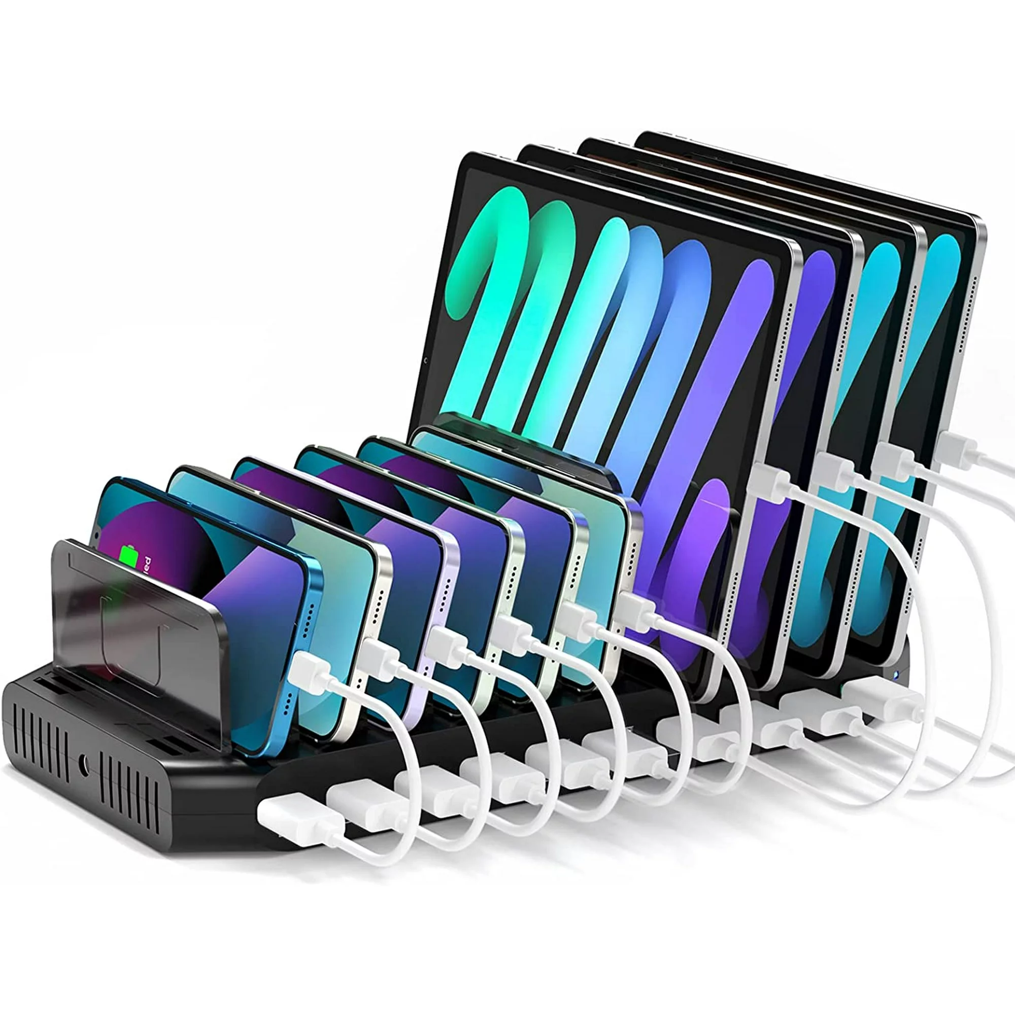 Unitek USB Charging Station for Multiple Devices, Charger Organizer Stand Dock with Dividers, Quick Charge 3.0 Compatible for Smartphone, Tablet, iPad and Other Electronics
