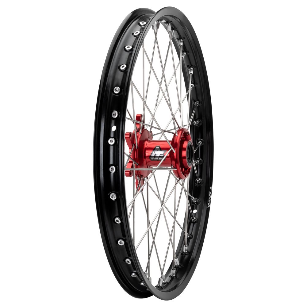 Tusk Impact Complete Wheel - Front 21 x 1.60 Black Rim/Silver Spoke/Red Hub For GASGAS MC 450F Troy Lee Designs 2022