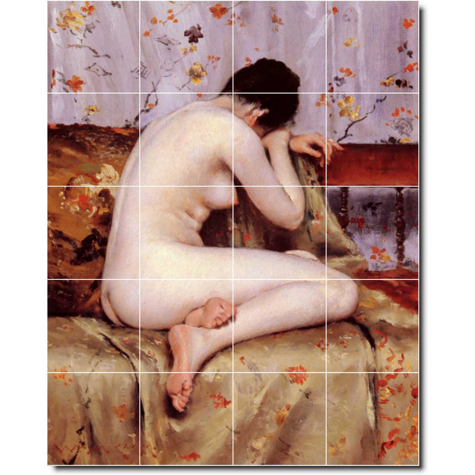 Ceramic Tile Mural-William Chase Nudes Backsplash Tile Mural 19. 24