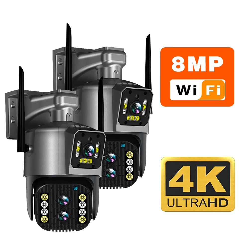 4K 8MP Binocular IP Camera Outdoor PTZ 10X Hybrid Zoom Auto Tracking Waterproof Security CCTV 128G Cam Security Camera