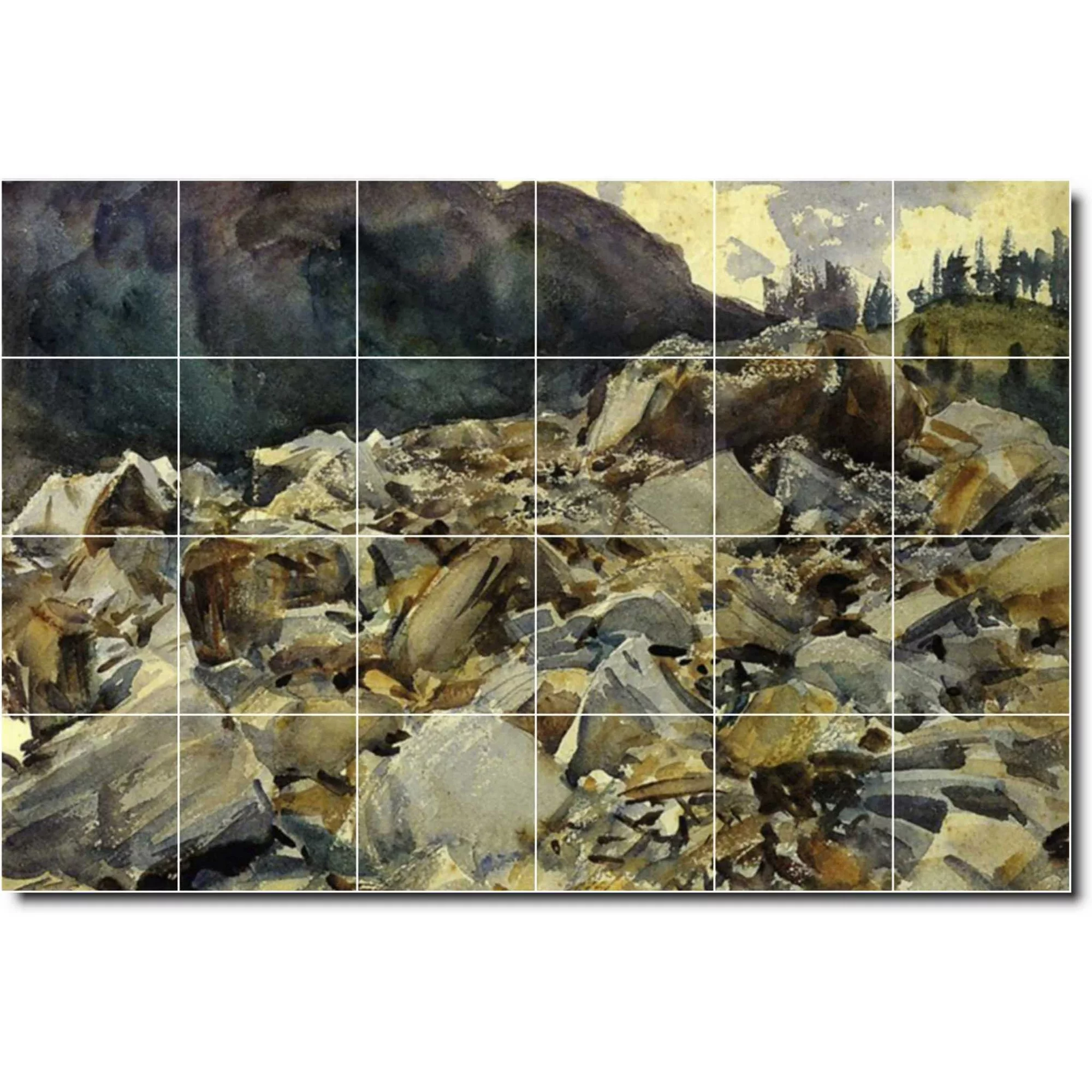 Ceramic Tile Mural-John Sargent Country Painting 260. 25.5