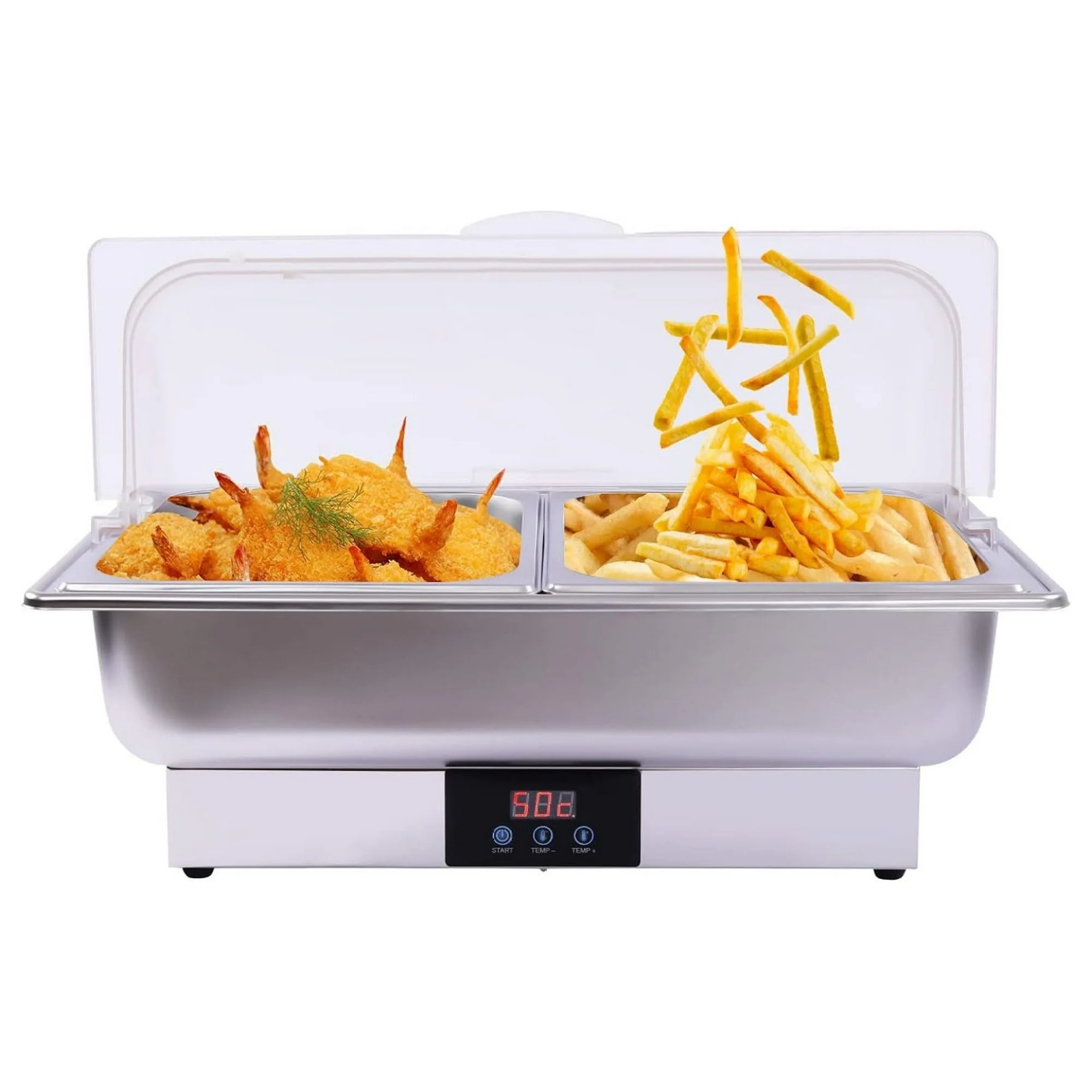 ZHANGHU Buffet Chafing Dish Warmer, Electric Chafing Dish Set Chaffing Server Set Chafer for Catering Parties Weddings, Adjustable Temperature (11.4L Total, 2 Food Trays)