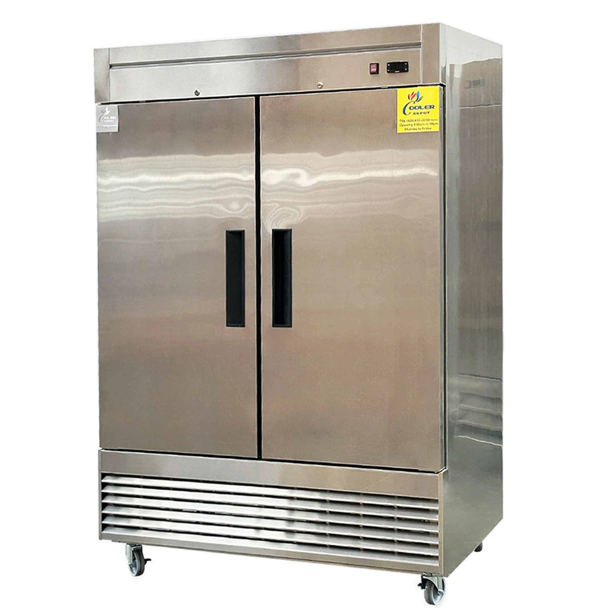 Cooler Depot 43 Cu.ft Stainless Steel Interior Reach In Two Door Refrigerator C55R, NSF Certified