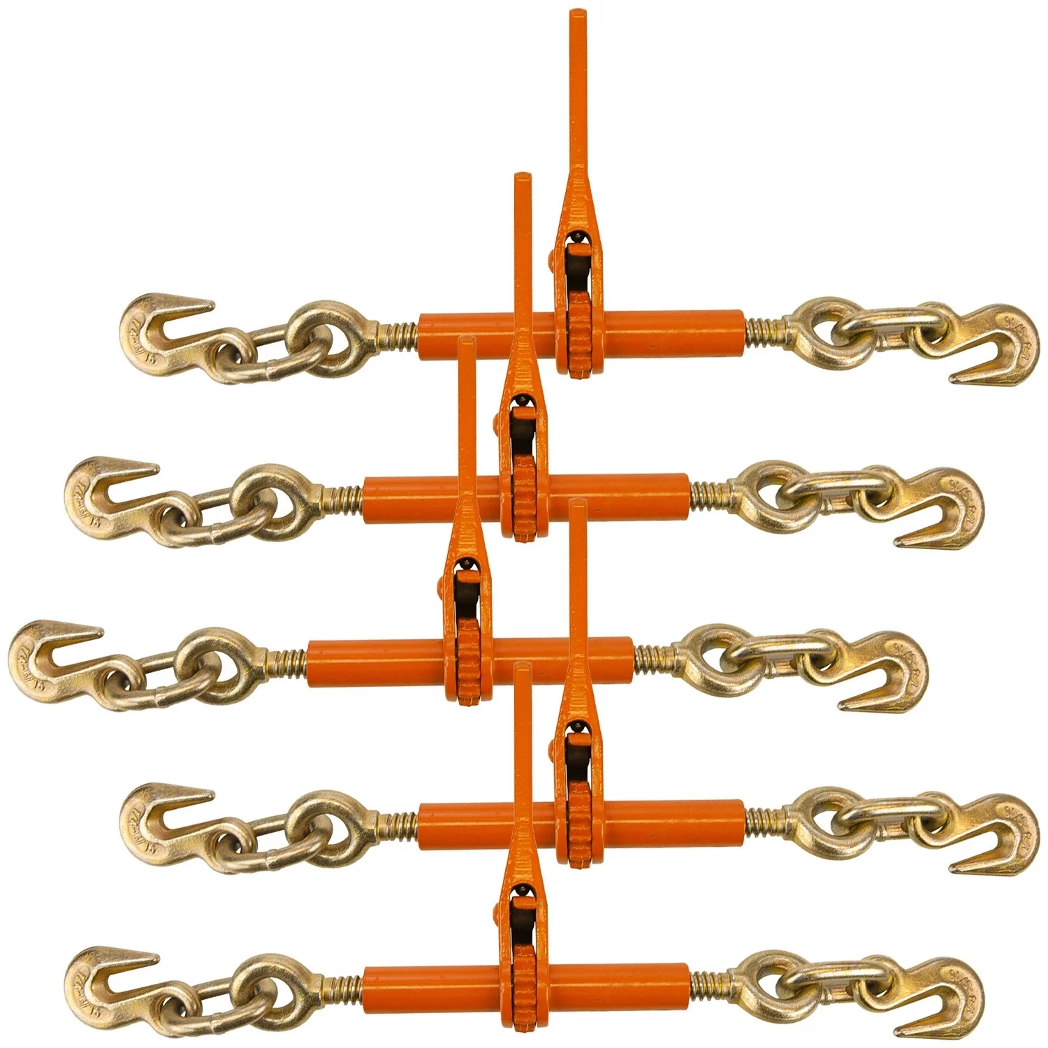 VULCAN Load Binder - 2 Grab Hooks - Ratchet Style - 5 Pack - 2600 Lbs SWL