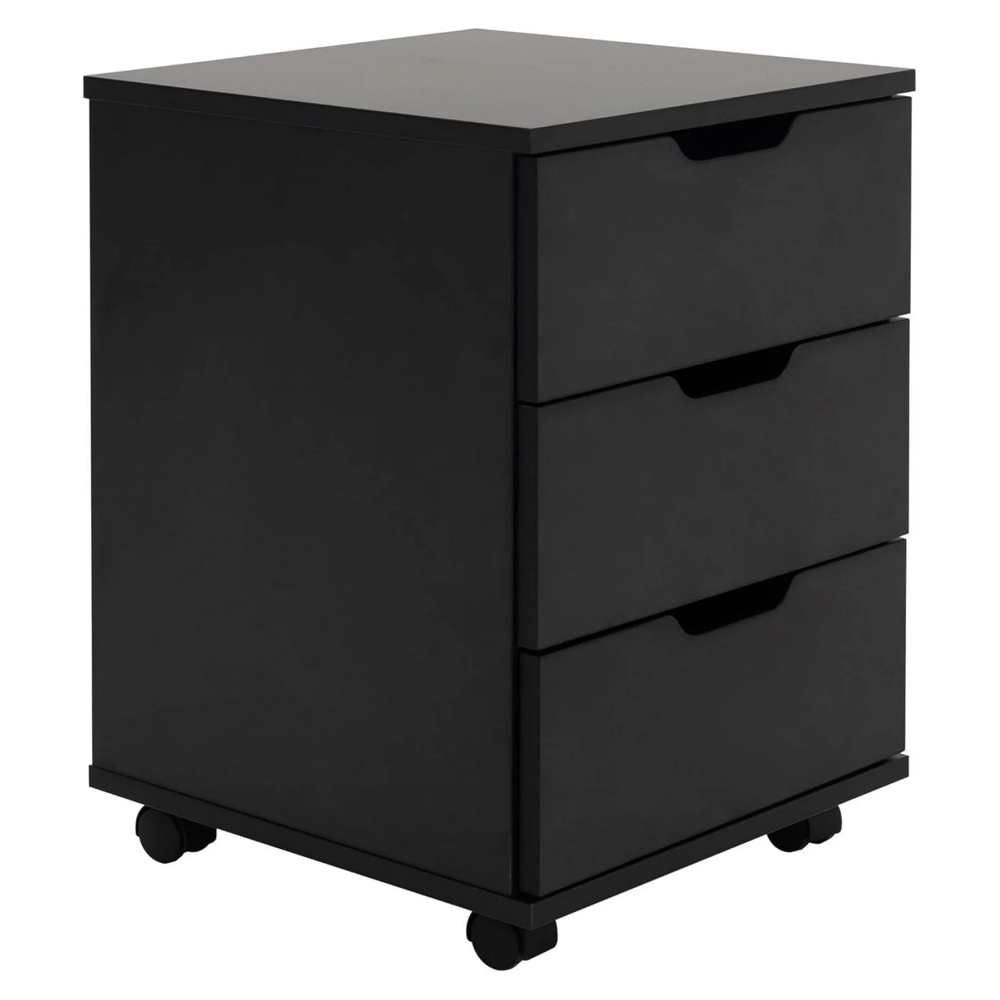 ZHANGHU 3-Drawer Vertical Filing Cabinet Rolling Wood Mobile File Cabinets Under Desk for Home Office with Casters (Black, Non-Assembled)