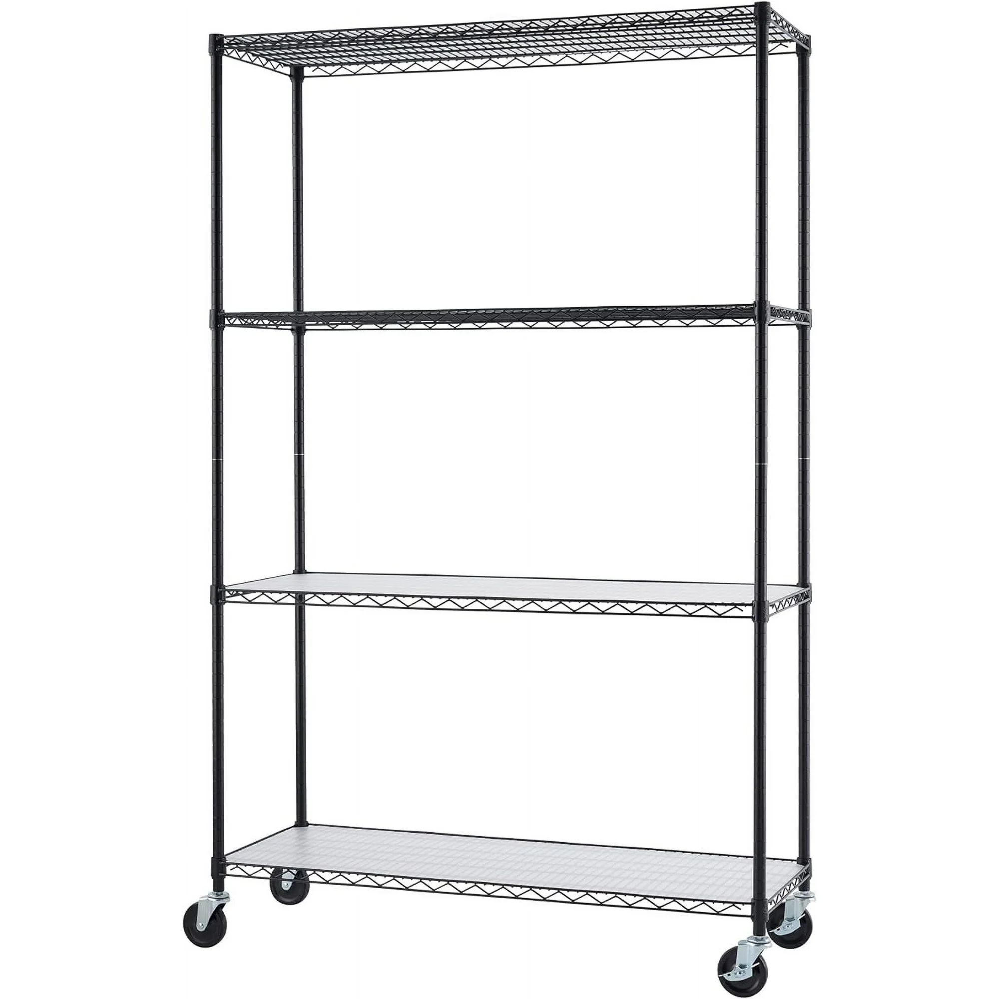 NSF Wire Wheels and Liners Shelving Rack Black, 48W x 18D x 72H,