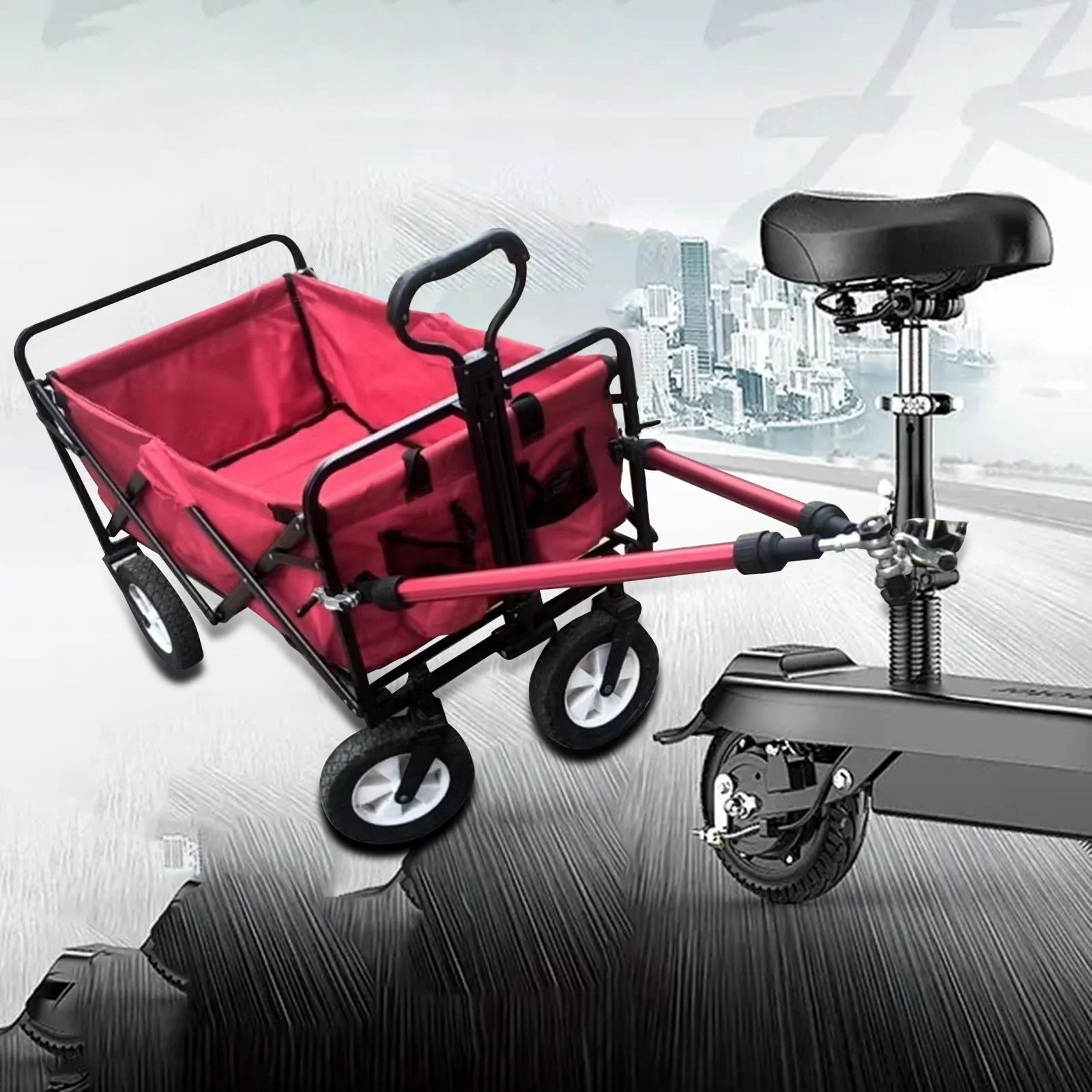 Camper Trailer Rod Trailer Coupler Long Rod Flexible Convenient Assemble Durable Attachment Universal for Bike Camping Cart Style C