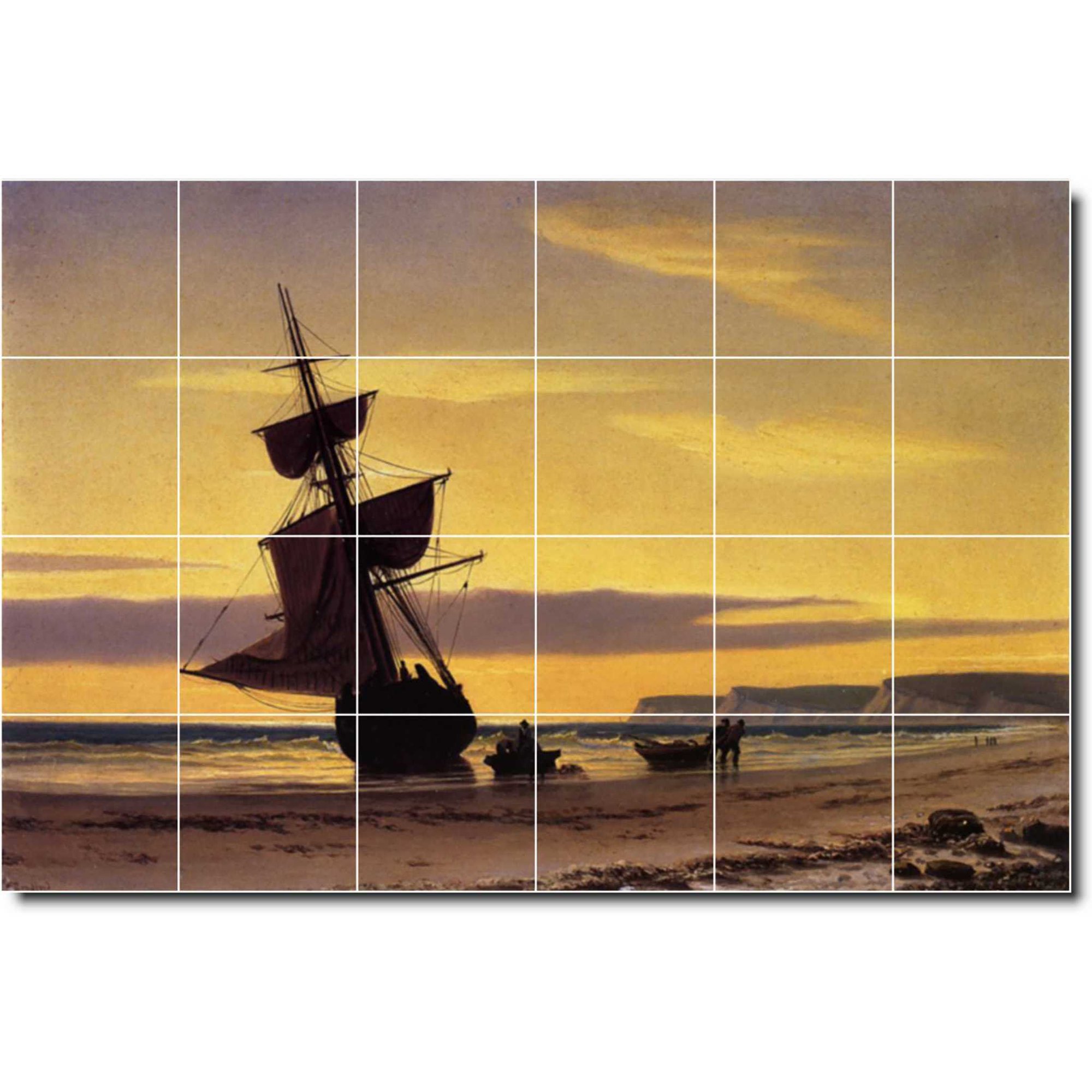 Ceramic Tile Mural-William Bradford Ships Kitchen Tile Mural 12. 36