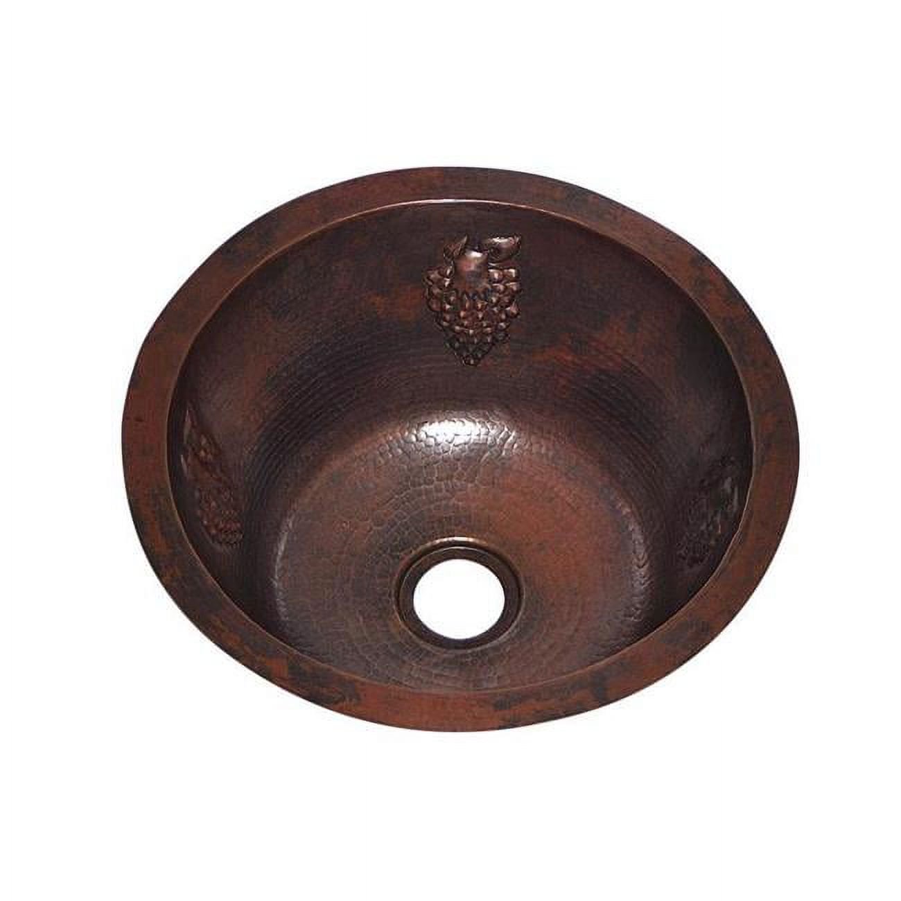 COPPER VEGGIE BAR SINK GRAPES DESIGN 16X16X7 G17 DARK BROWN