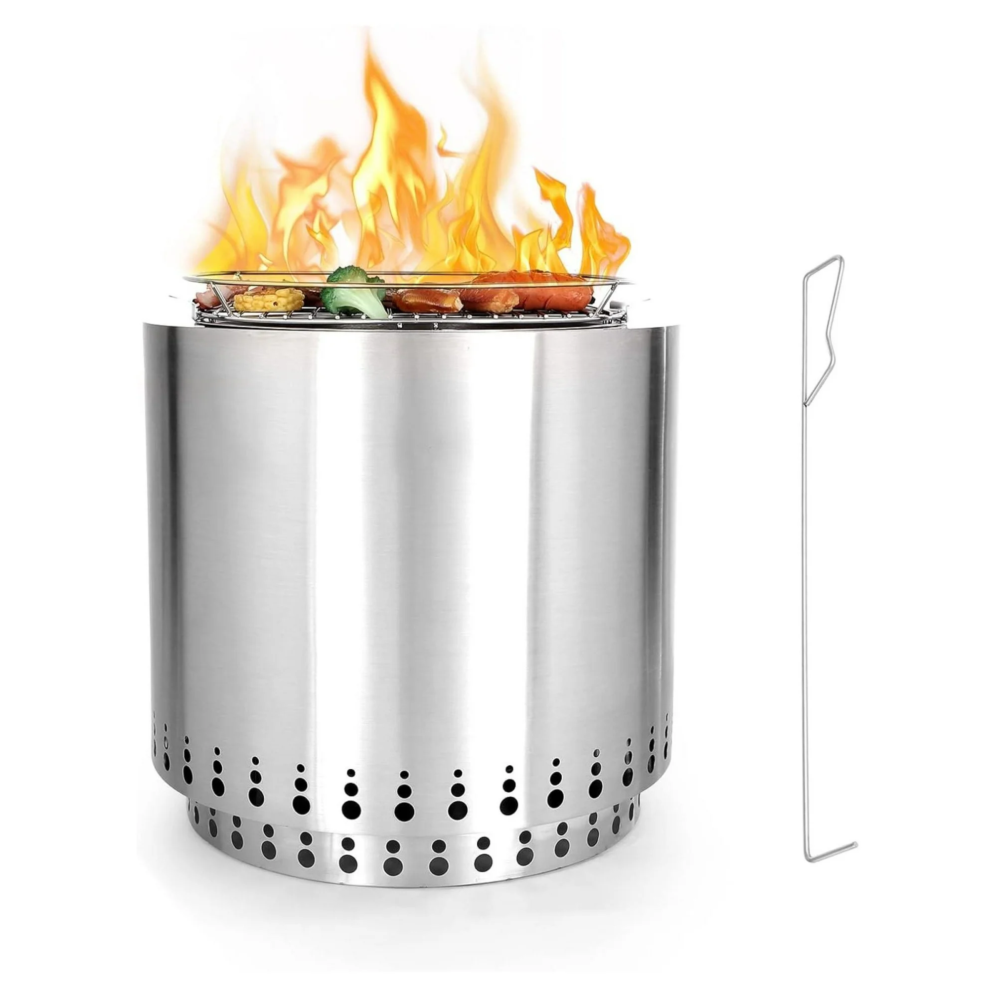 ZHANGHU Smokeless , 17 Inch Stainless Steel for Outside Wood Burning, Portable Round Firepit for Camping Patio Backyard