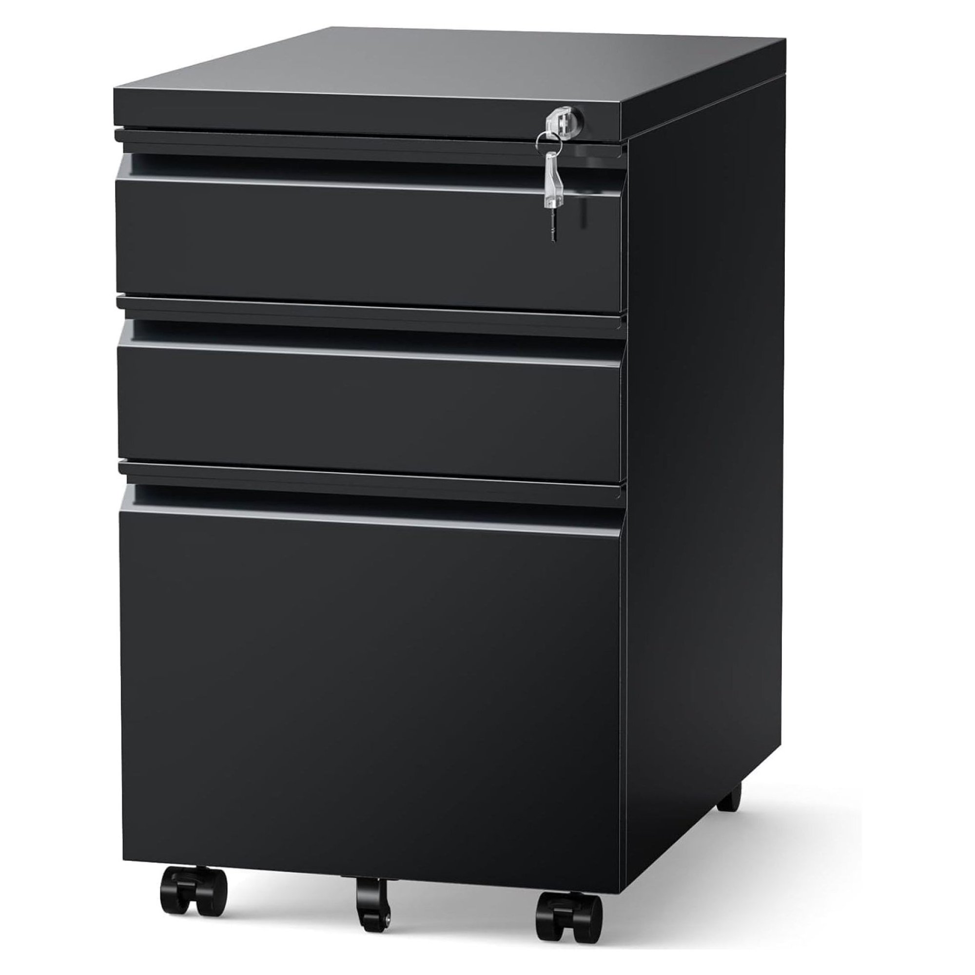 ZHANGHU 3 Drawer Filing Cabinet, File Cabinets for Home Office, Locking File Cabinet for A4-Size/Letter-Size/Legal-Size,Black