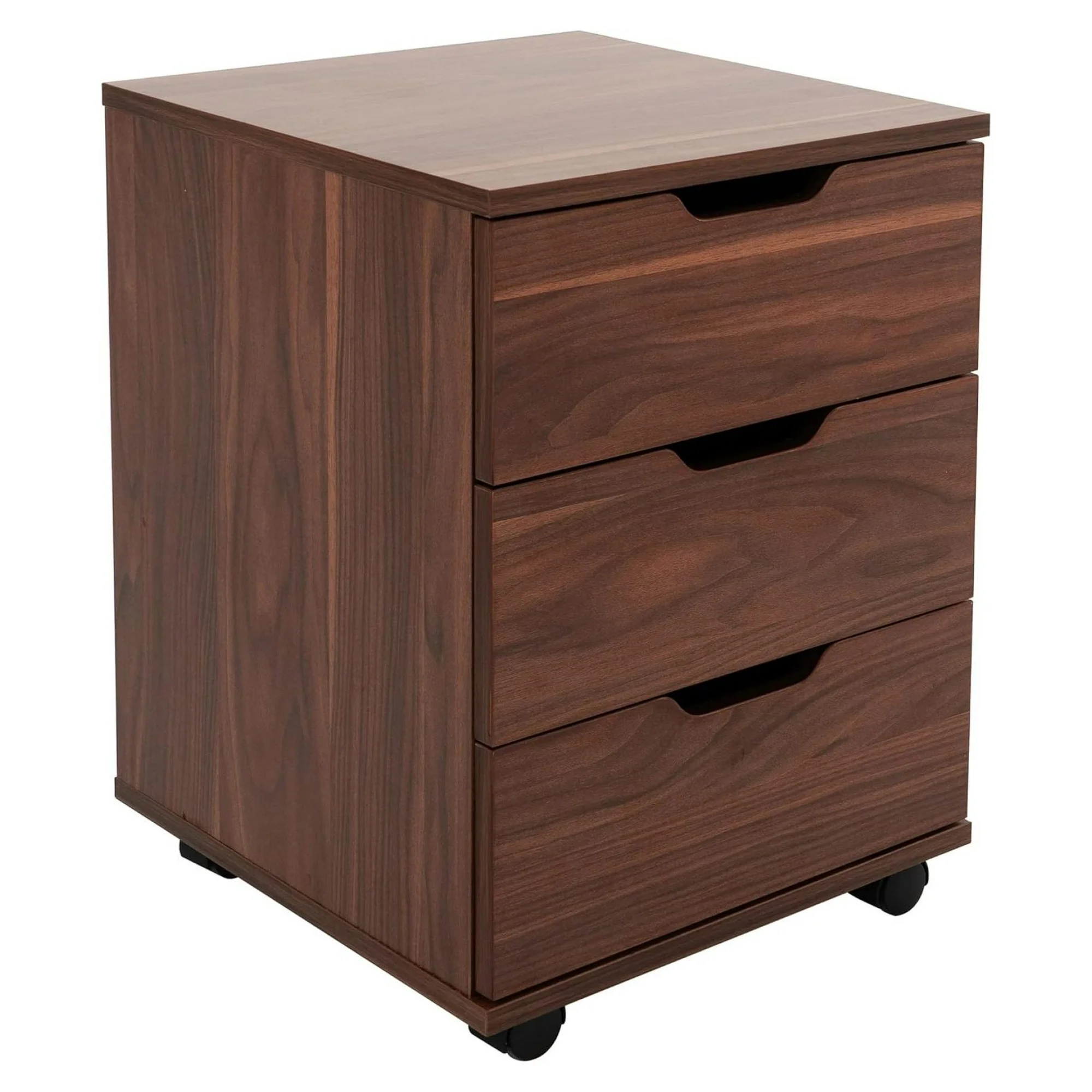 ZHANGHU 3-Drawer Vertical Filing Cabinet Rolling Wood Mobile File Cabinets Under Desk for Home Office with Casters (Brown Walnut, Non-Assembled)