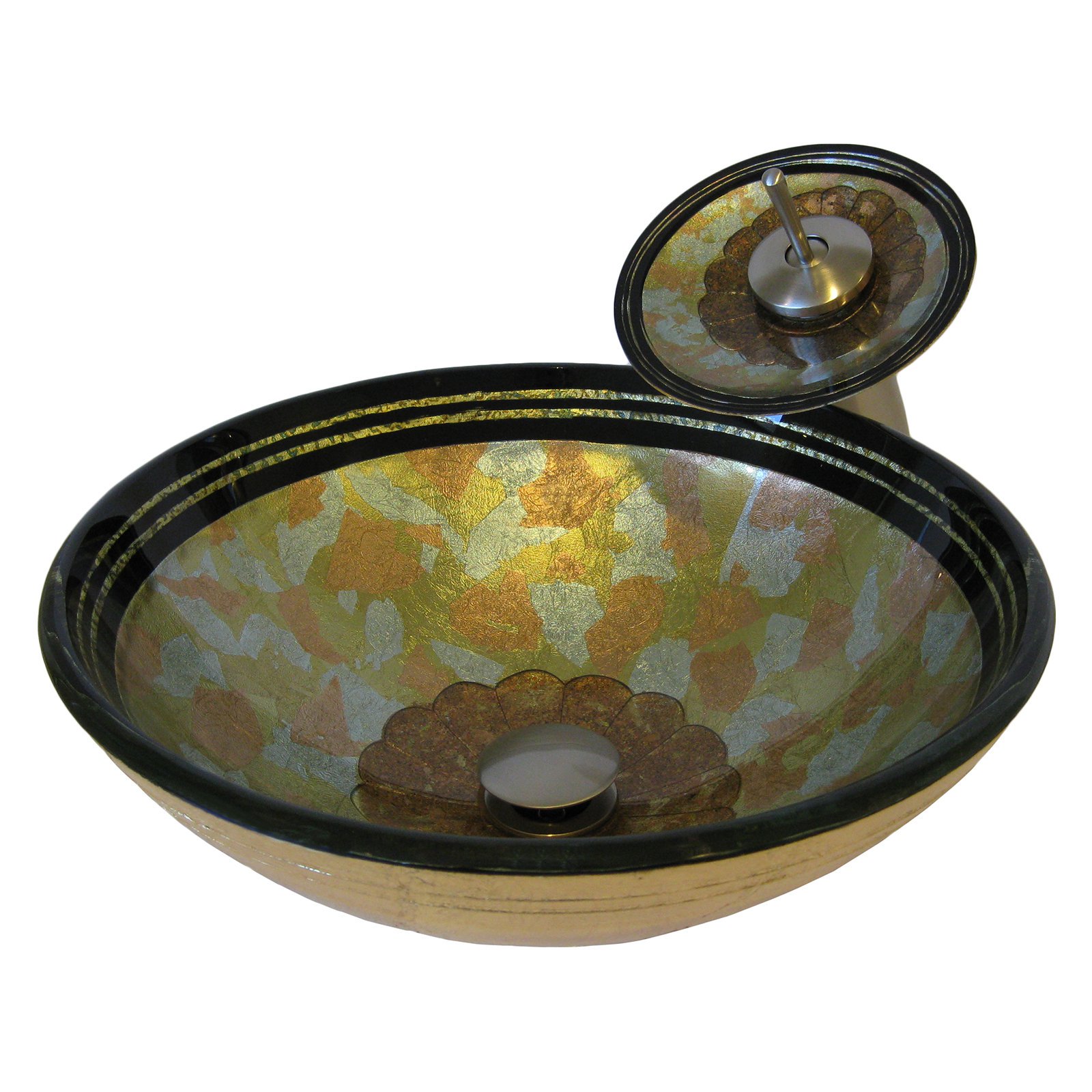 Novatto NSFC-020001BN Celbrazione Hand Painted Glass Vessel Sink Set