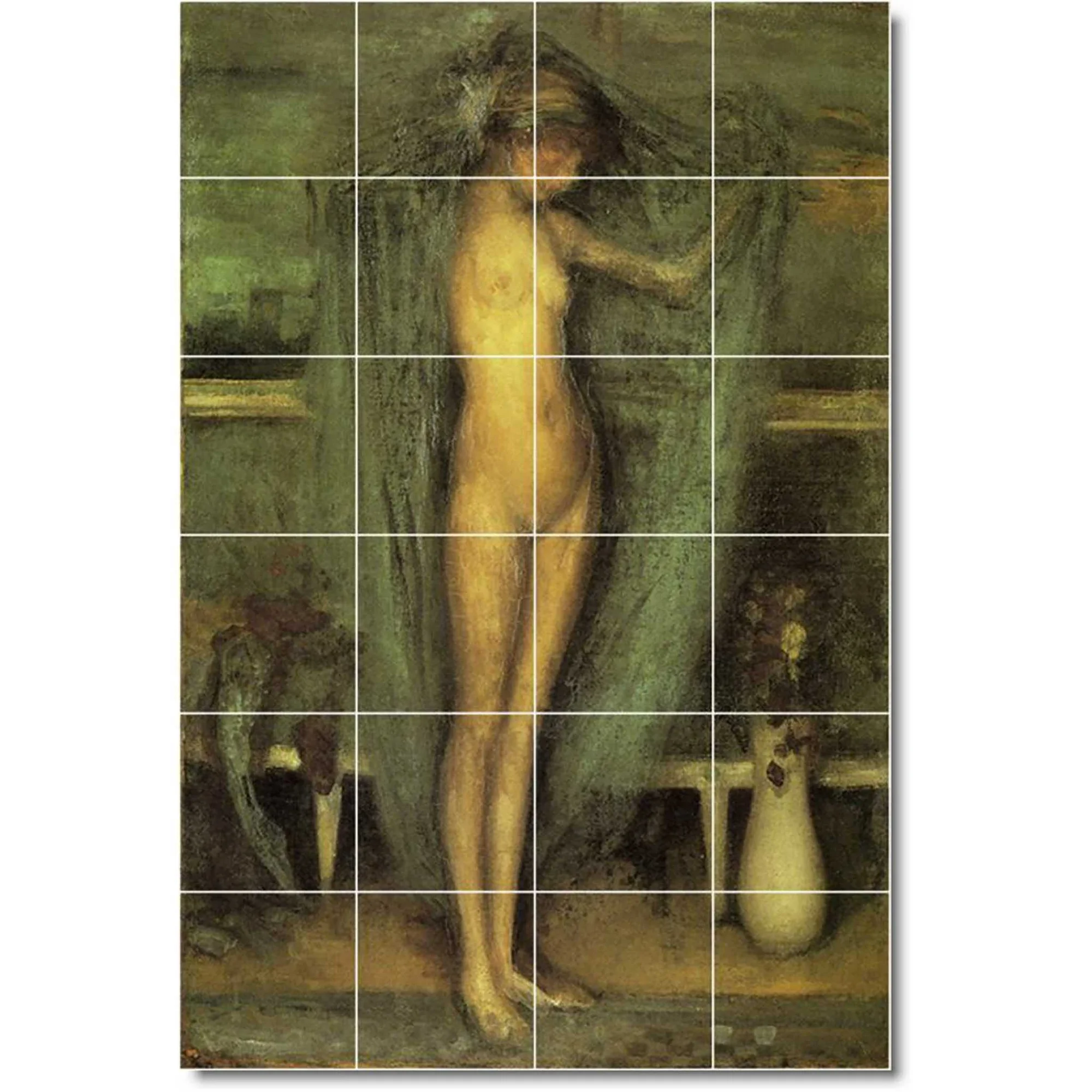 Ceramic Tile Mural-James Whistler Nudes Kitchen Tile Mural 3. 17