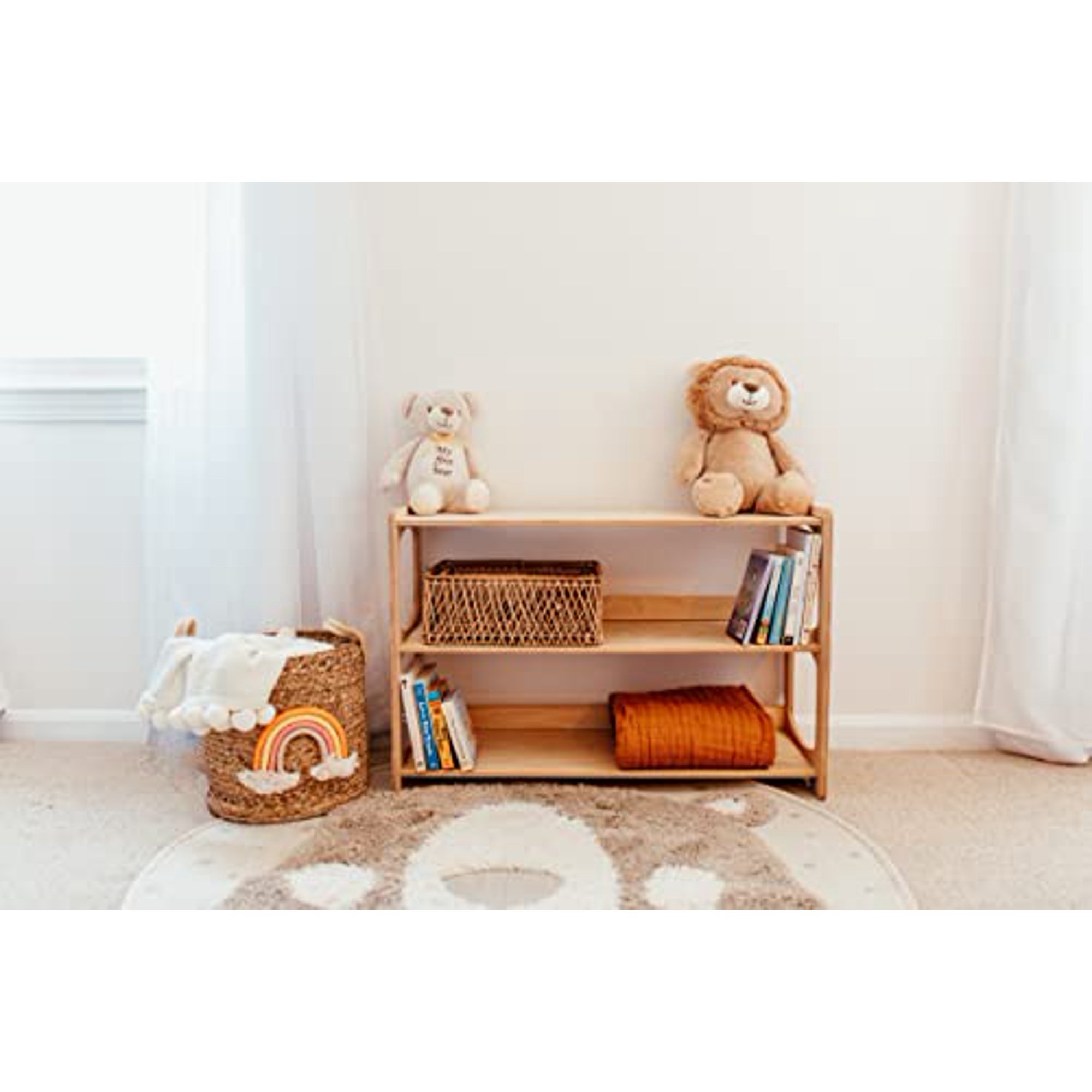 WOOD&ROOM Montessori-inspired Toy and Book Organizer for Kids Room Shelf Home | Sturdy and Safe Bookcase for Toys and Books (Shelf 3)
